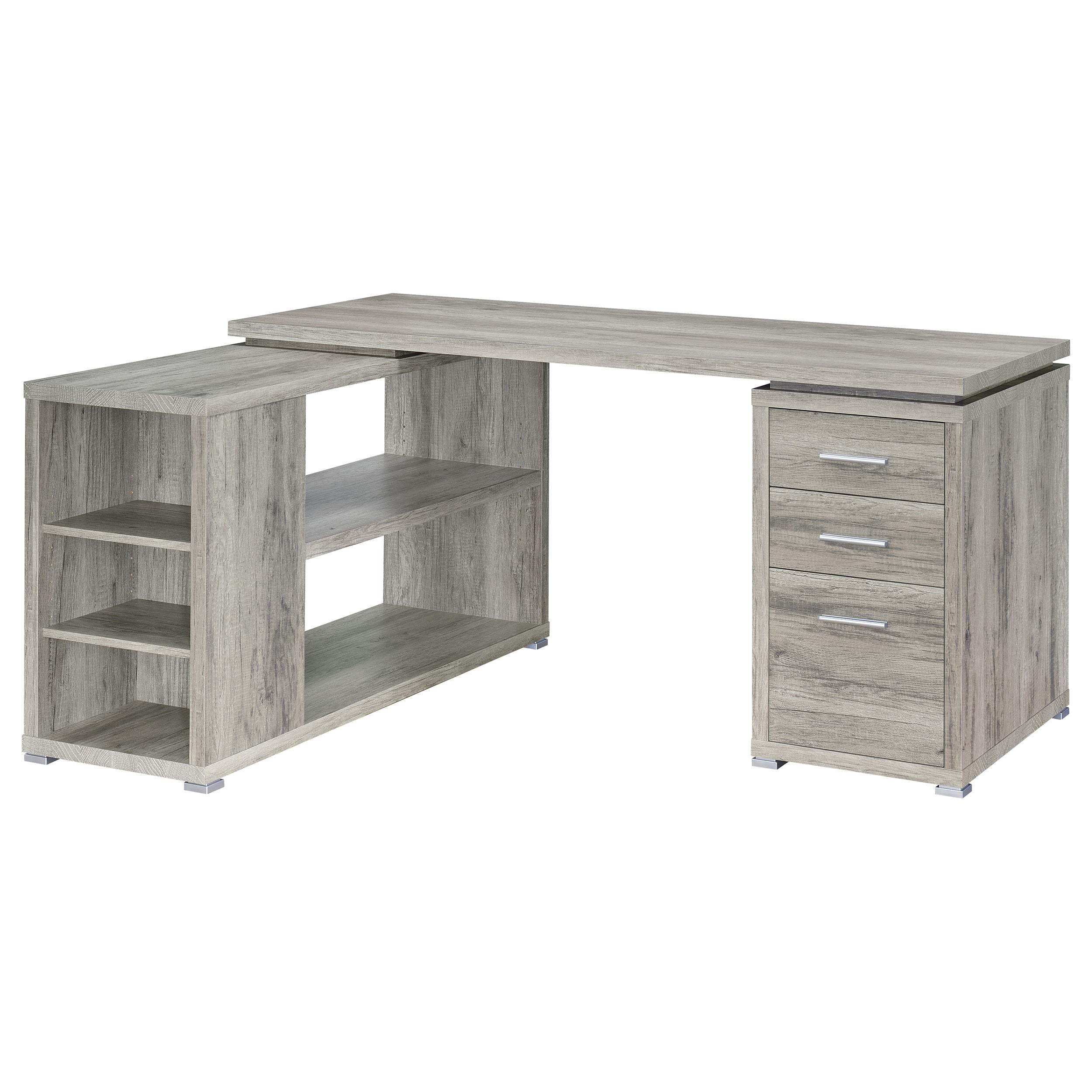  Coaster Furniture Yvette 801516 60-inch 3-Drawer L-Shape Computer Desk - Grey Driftwood IMAGE 2
