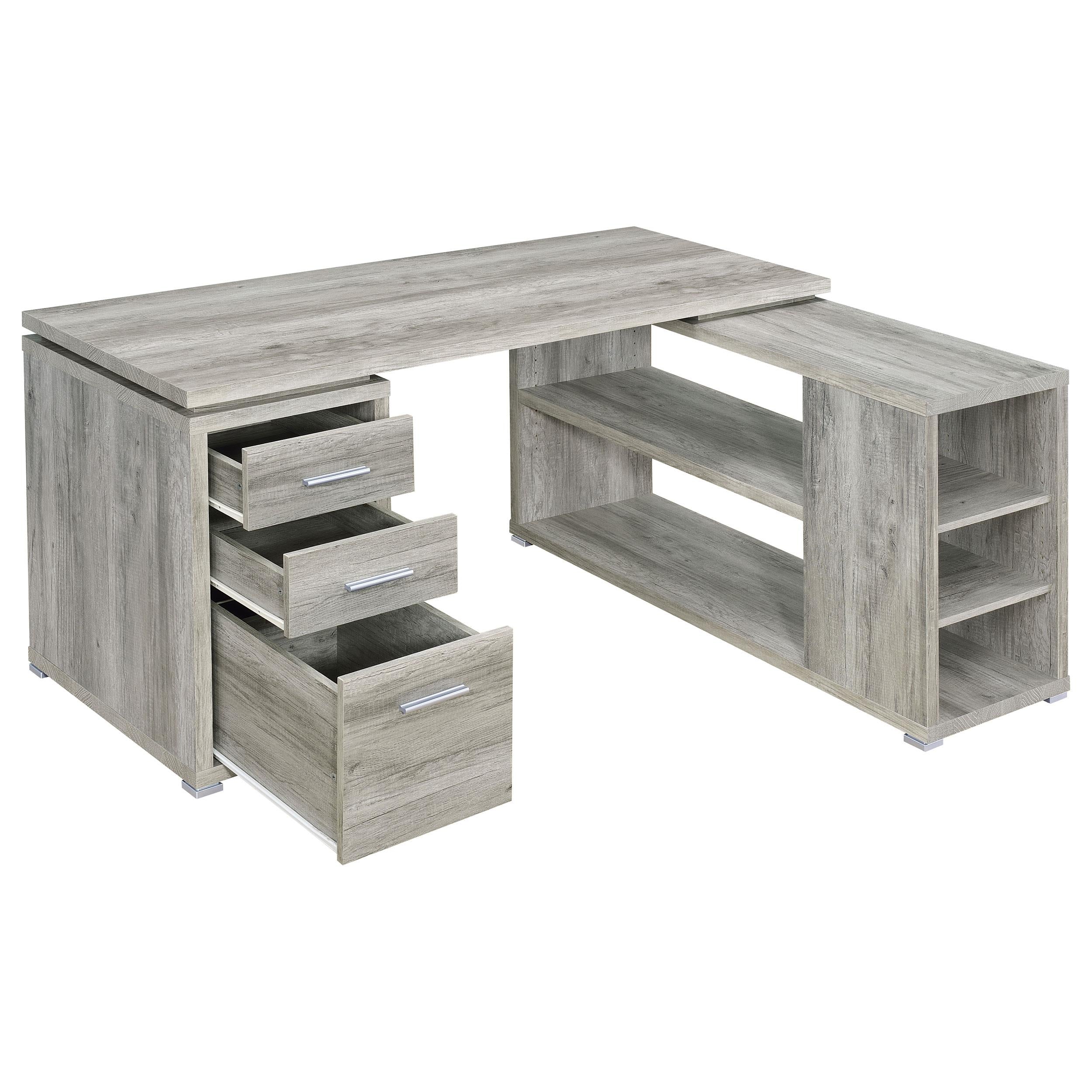  Coaster Furniture Yvette 801516 60-inch 3-Drawer L-Shape Computer Desk - Grey Driftwood IMAGE 3