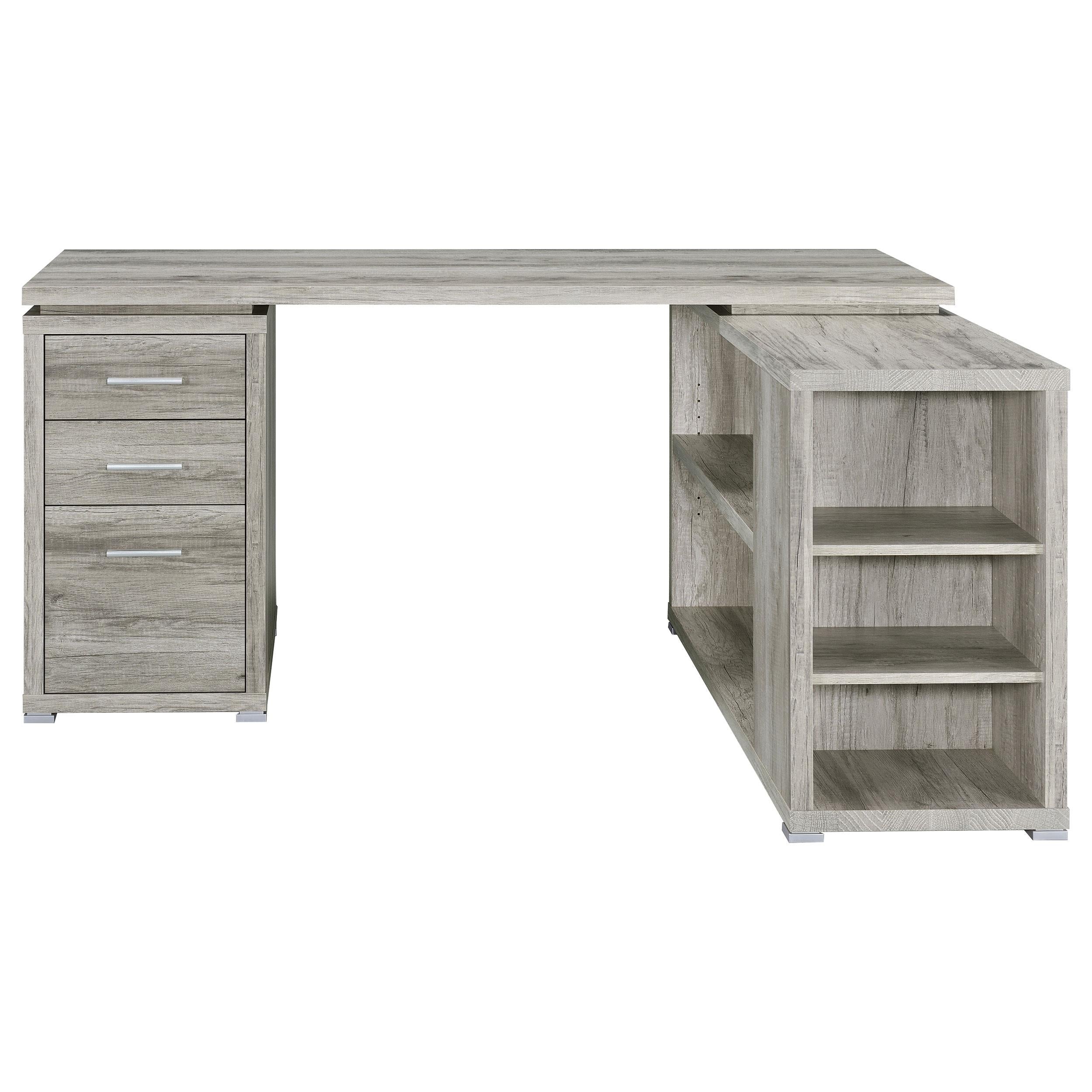  Coaster Furniture Yvette 801516 60-inch 3-Drawer L-Shape Computer Desk - Grey Driftwood IMAGE 4
