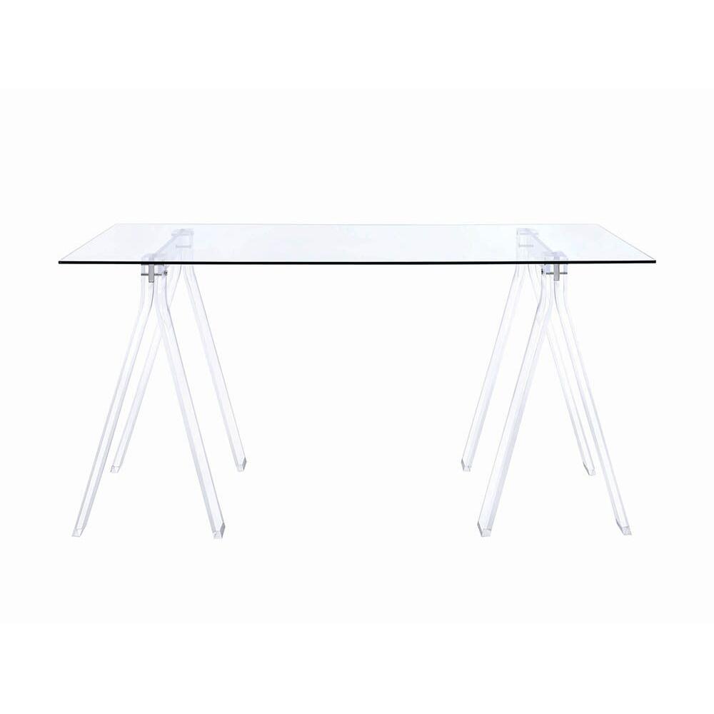  Coaster Furniture Amaturo 801535 59-inch Glass Top Acrylic Writing Desk - Clear IMAGE 1