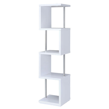  Coaster Furniture Baxter 801418 67-inch 4-shelf Bookshelf - White and Chrome IMAGE 1