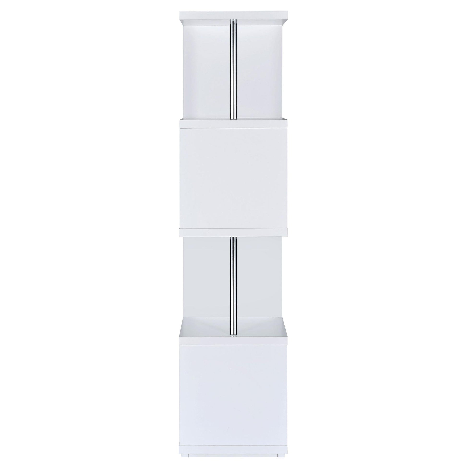  Coaster Furniture Baxter 801418 67-inch 4-shelf Bookshelf - White and Chrome IMAGE 2