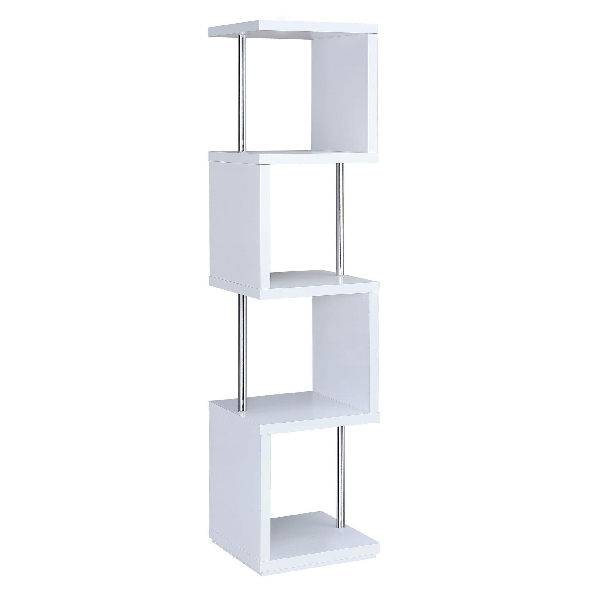  Coaster Furniture Baxter 801418 67-inch 4-shelf Bookshelf - White and Chrome IMAGE 3