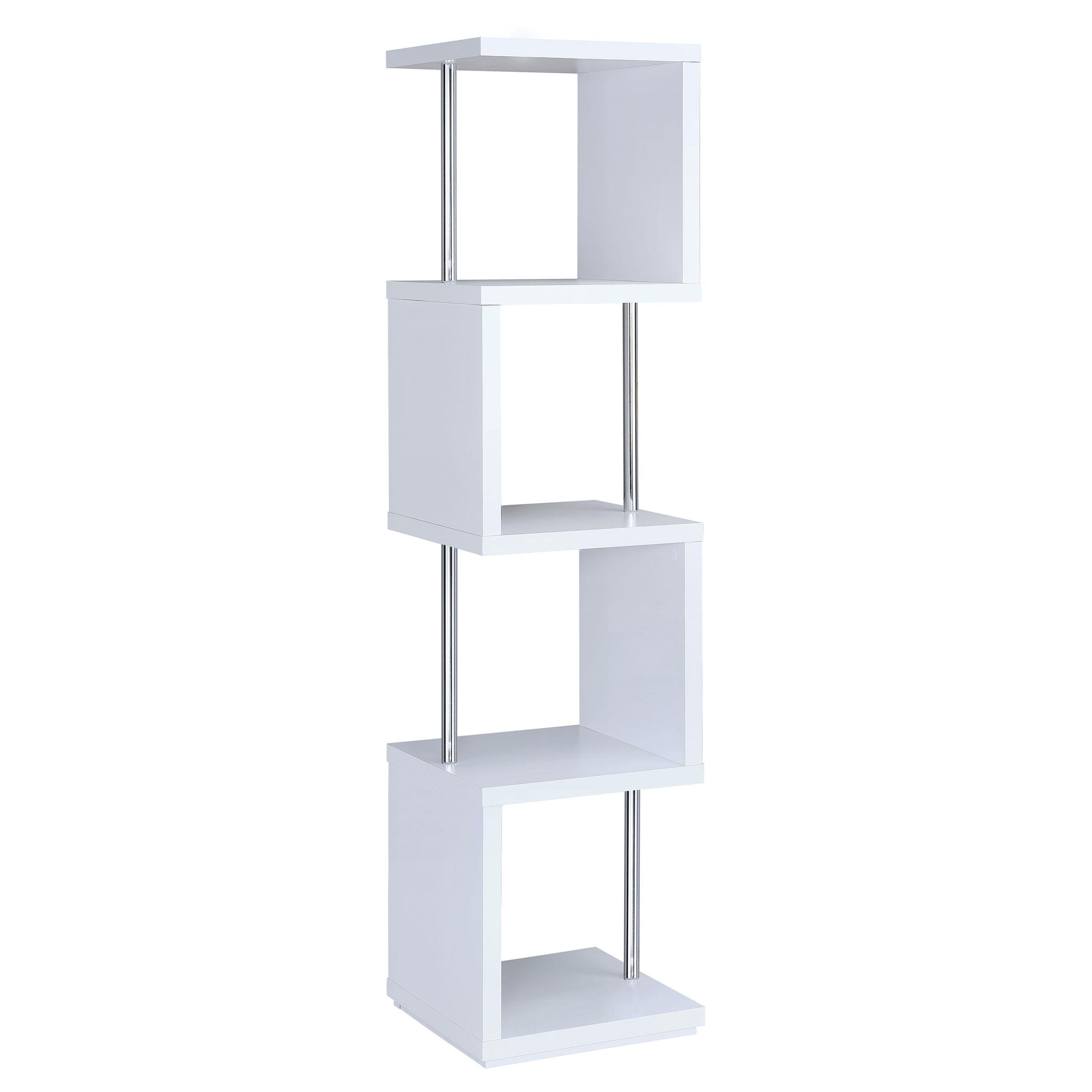  Coaster Furniture Baxter 801418 67-inch 4-shelf Bookshelf - White and Chrome IMAGE 3
