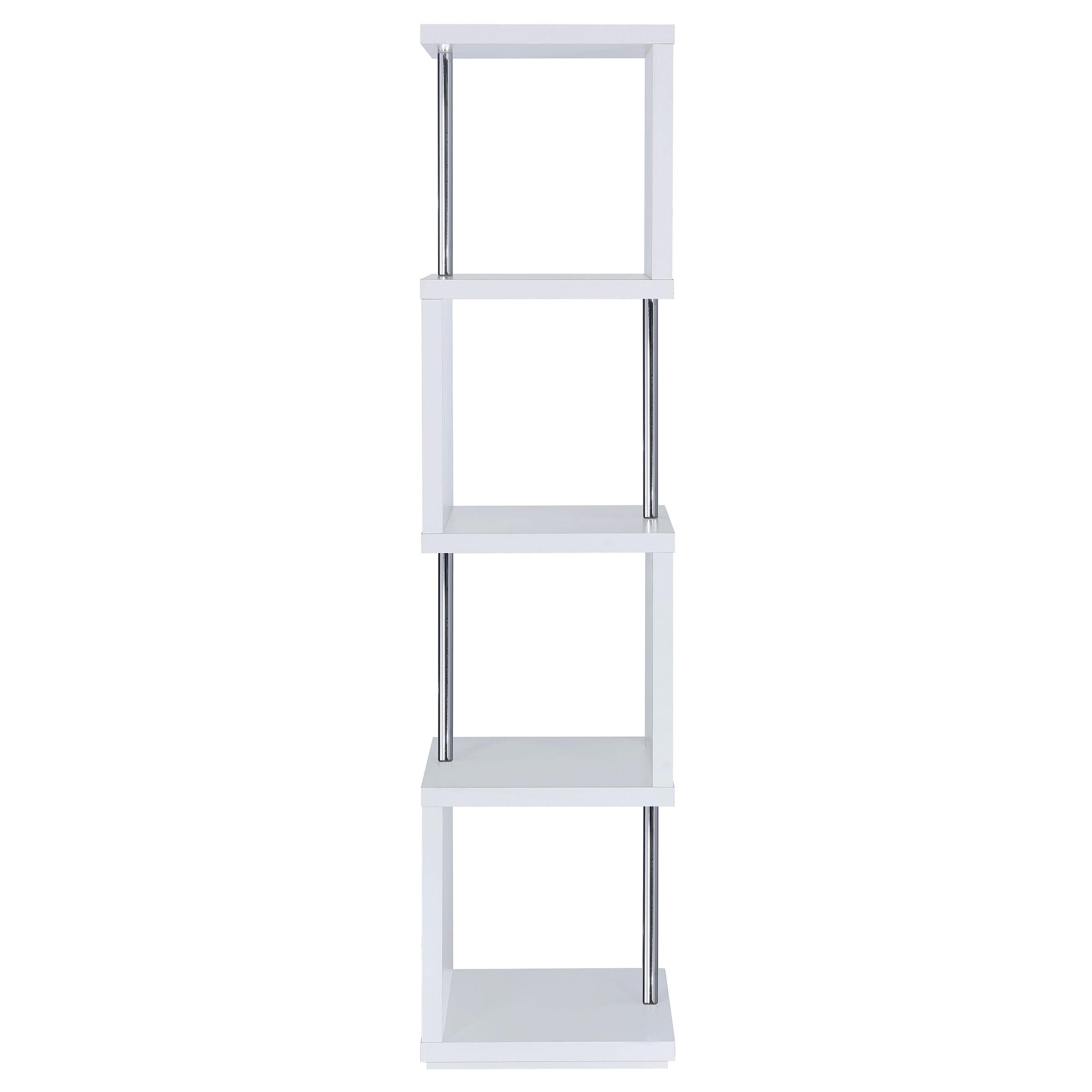  Coaster Furniture Baxter 801418 67-inch 4-shelf Bookshelf - White and Chrome IMAGE 4