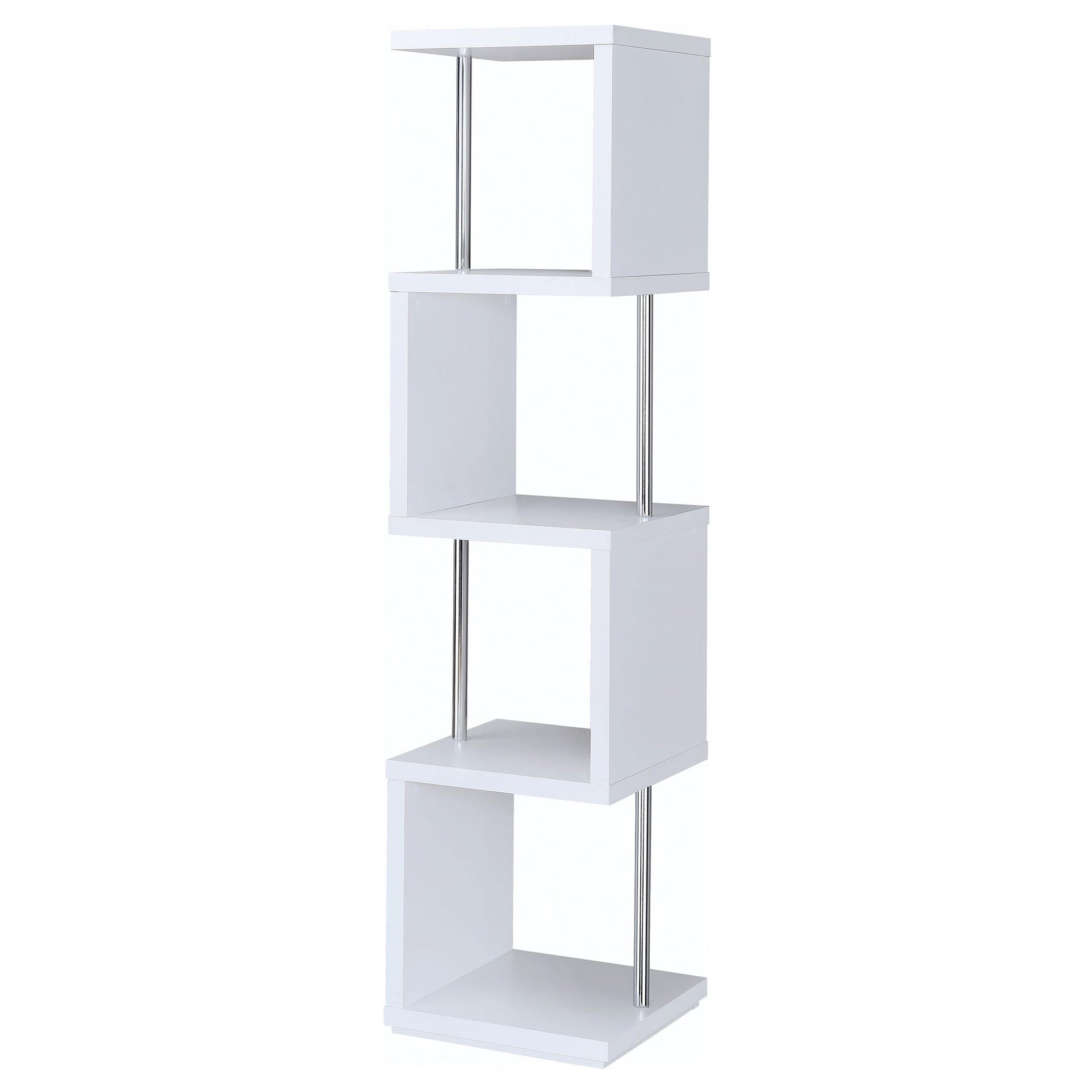  Coaster Furniture Baxter 801418 67-inch 4-shelf Bookshelf - White and Chrome IMAGE 5