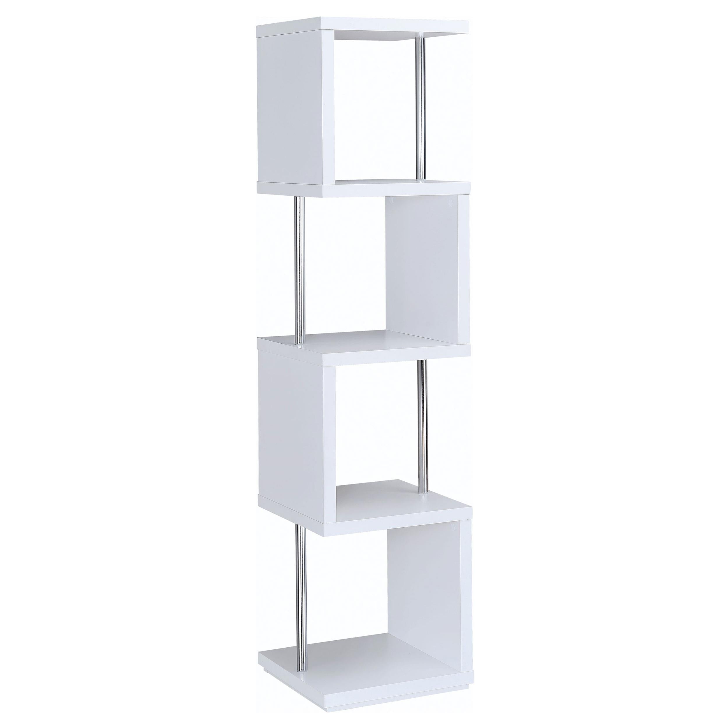  Coaster Furniture Baxter 801418 67-inch 4-shelf Bookshelf - White and Chrome IMAGE 7