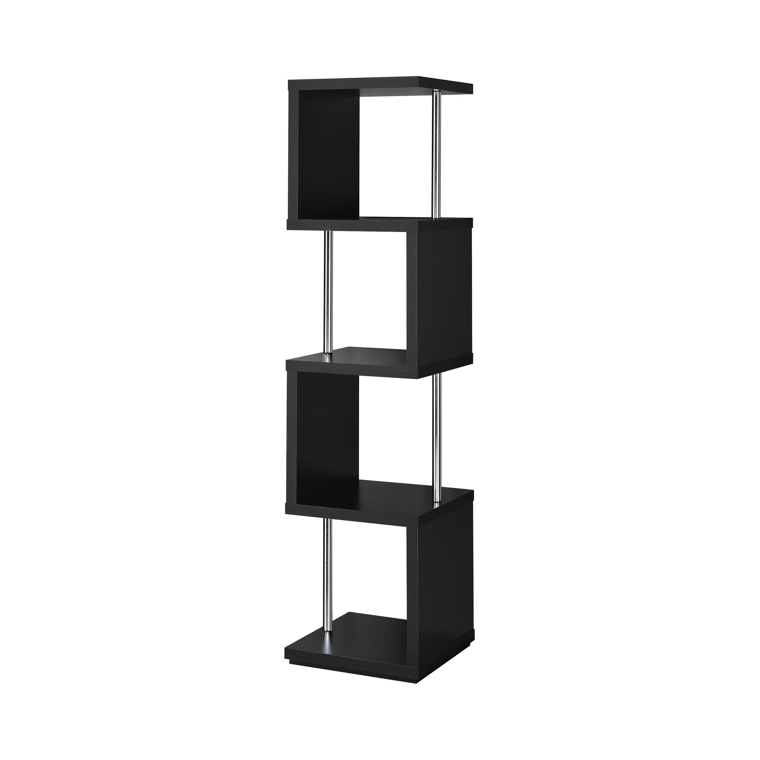  Coaster Furniture Baxter 801419 67-inch 4-shelf Bookshelf - Black and Chrome IMAGE 1