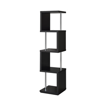  Coaster Furniture Baxter 801419 67-inch 4-shelf Bookshelf - Black and Chrome IMAGE 1