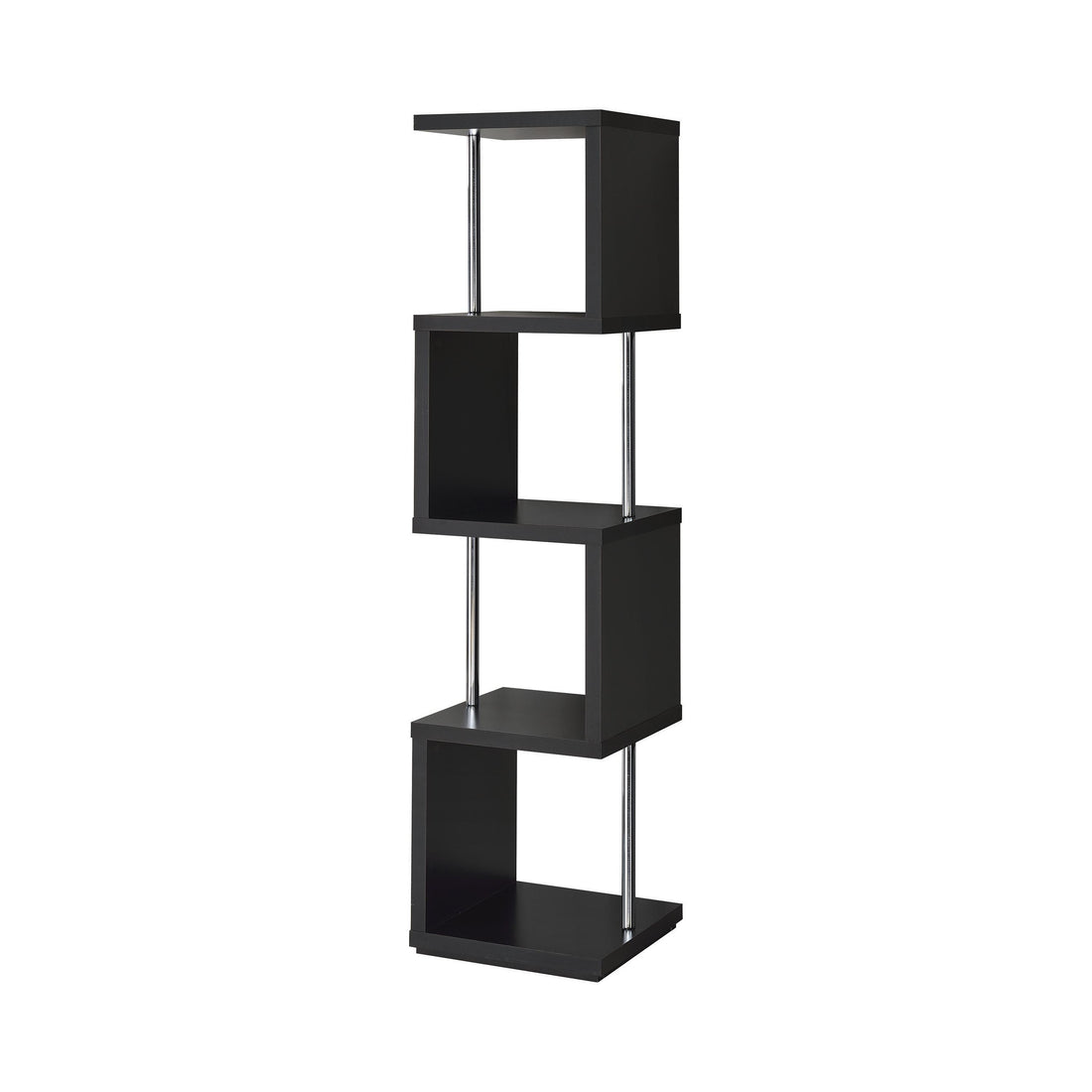  Coaster Furniture Baxter 801419 67-inch 4-shelf Bookshelf - Black and Chrome IMAGE 1
