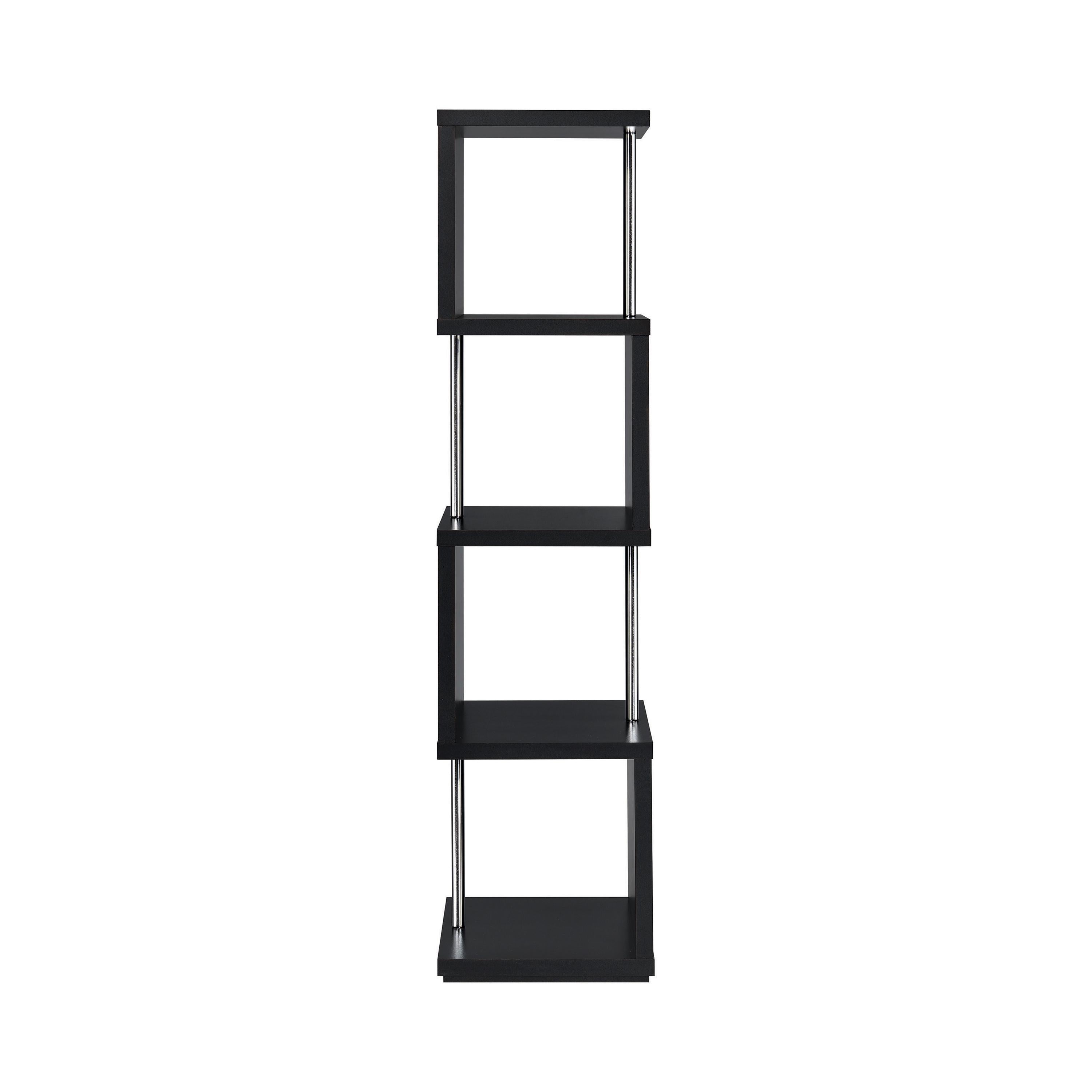  Coaster Furniture Baxter 801419 67-inch 4-shelf Bookshelf - Black and Chrome IMAGE 3