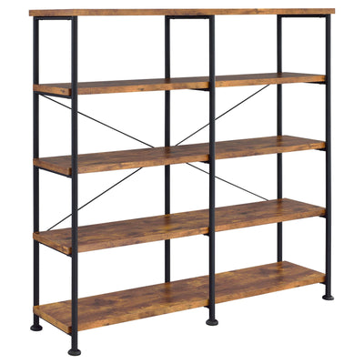  Coaster Furniture Analiese 801543 63-inch 4-shelf Double Bookshelf - Rustic Nutmeg IMAGE 1