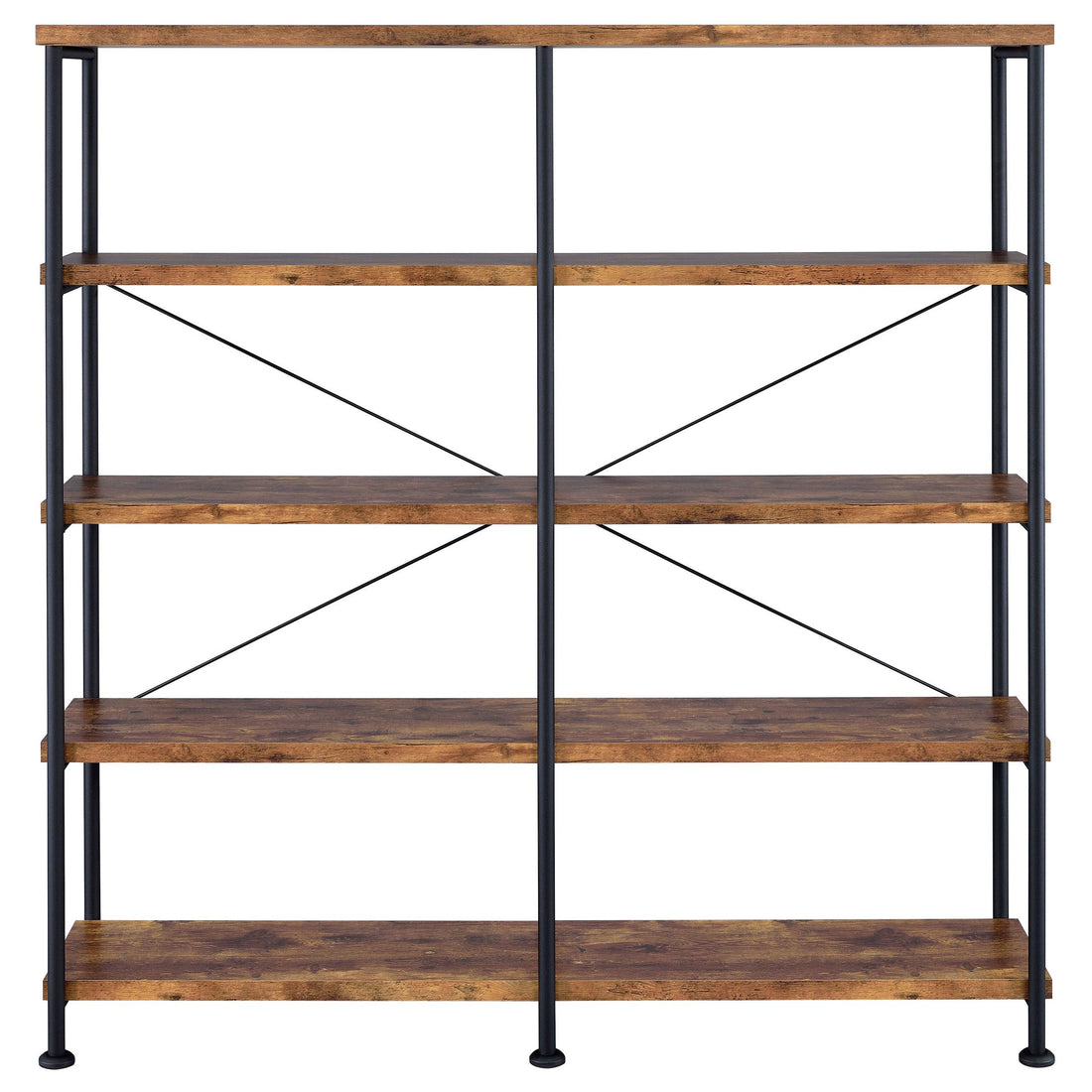  Coaster Furniture Analiese 801543 63-inch 4-shelf Double Bookshelf - Rustic Nutmeg IMAGE 1