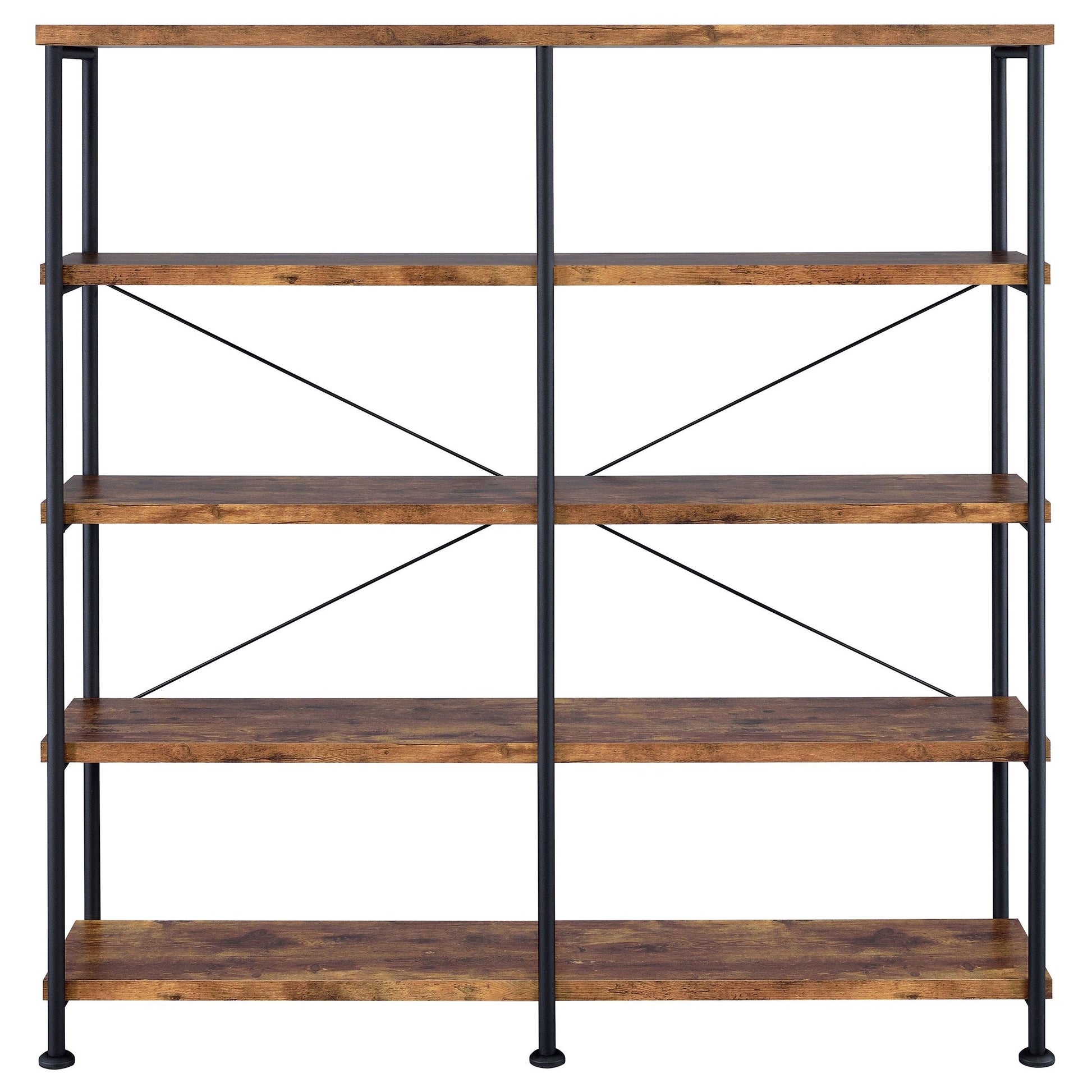  Coaster Furniture Analiese 801543 63-inch 4-shelf Double Bookshelf - Rustic Nutmeg IMAGE 2