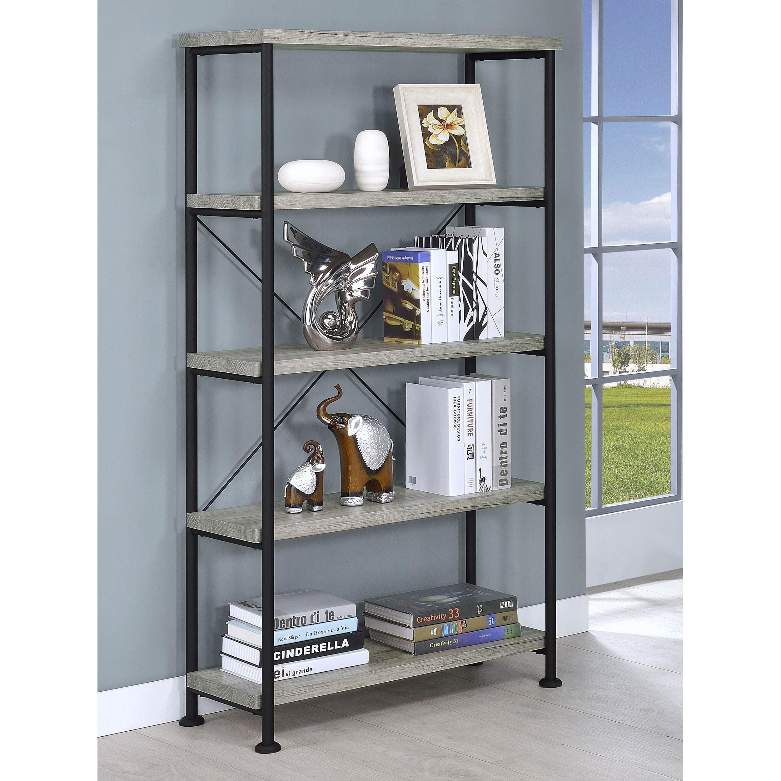  Coaster Furniture Analiese 801546 63-inch 4-shelf Bookshelf - Grey Driftwood IMAGE 7