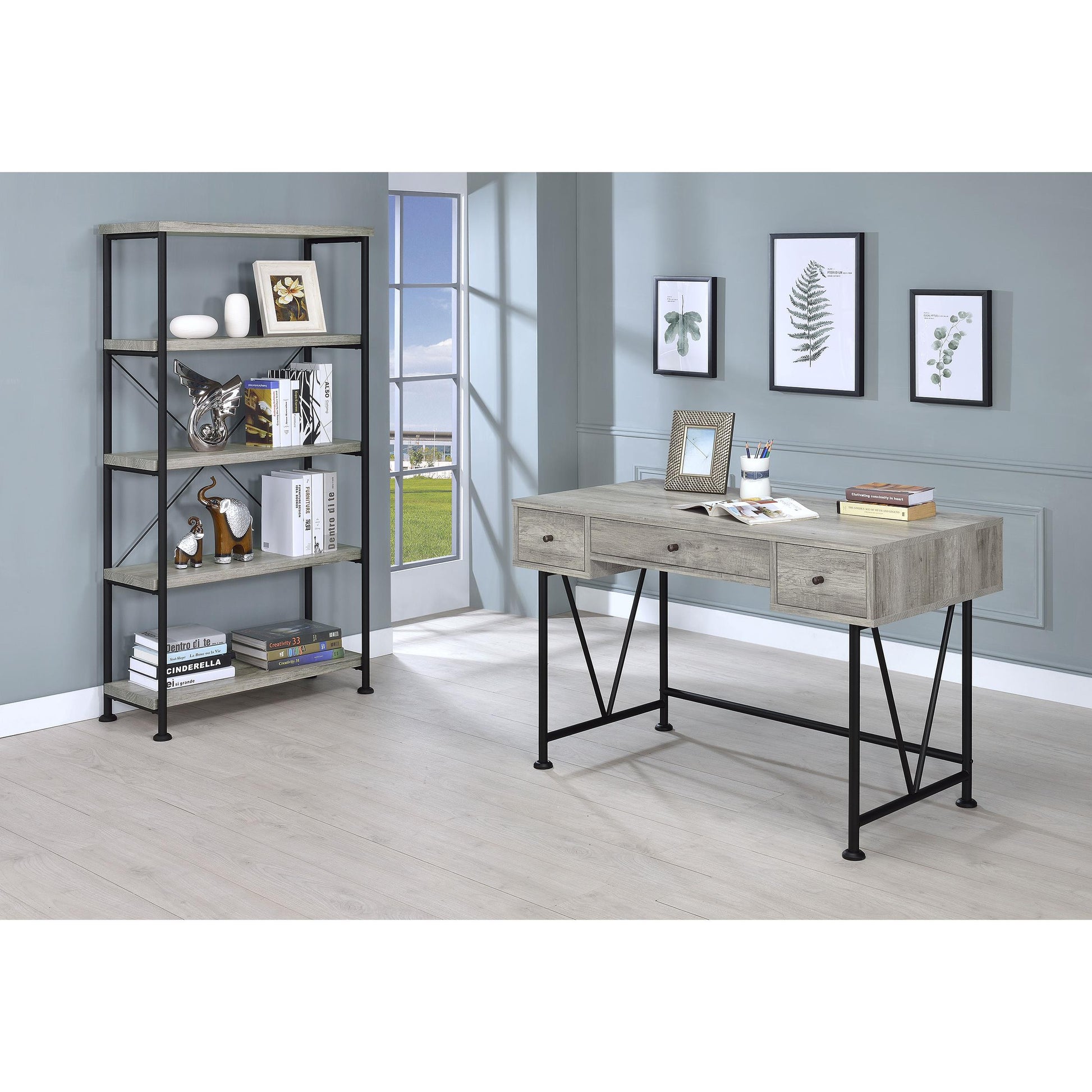  Coaster Furniture Analiese 801546 63-inch 4-shelf Bookshelf - Grey Driftwood IMAGE 8