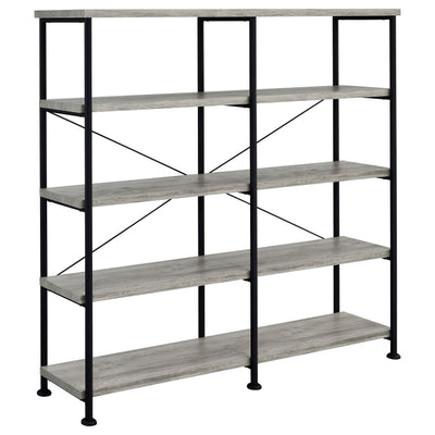  Coaster Furniture Analiese 801544 63-inch 4-shelf Double Bookshelf - Grey Driftwood IMAGE 1