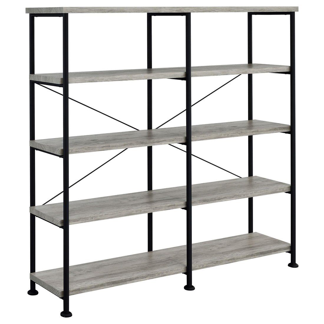  Coaster Furniture Analiese 801544 63-inch 4-shelf Double Bookshelf - Grey Driftwood IMAGE 1