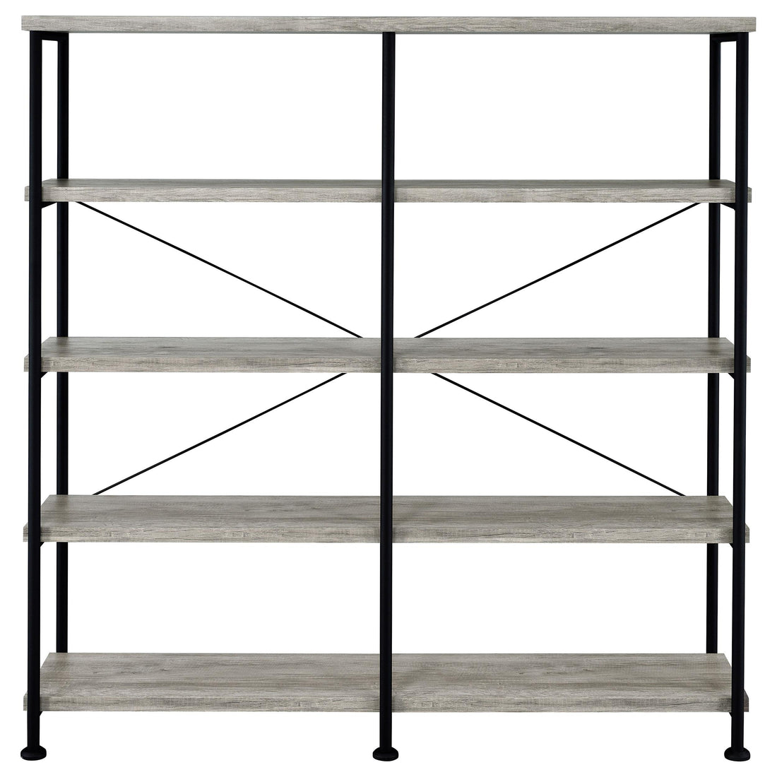  Coaster Furniture Analiese 801544 63-inch 4-shelf Double Bookshelf - Grey Driftwood IMAGE 1