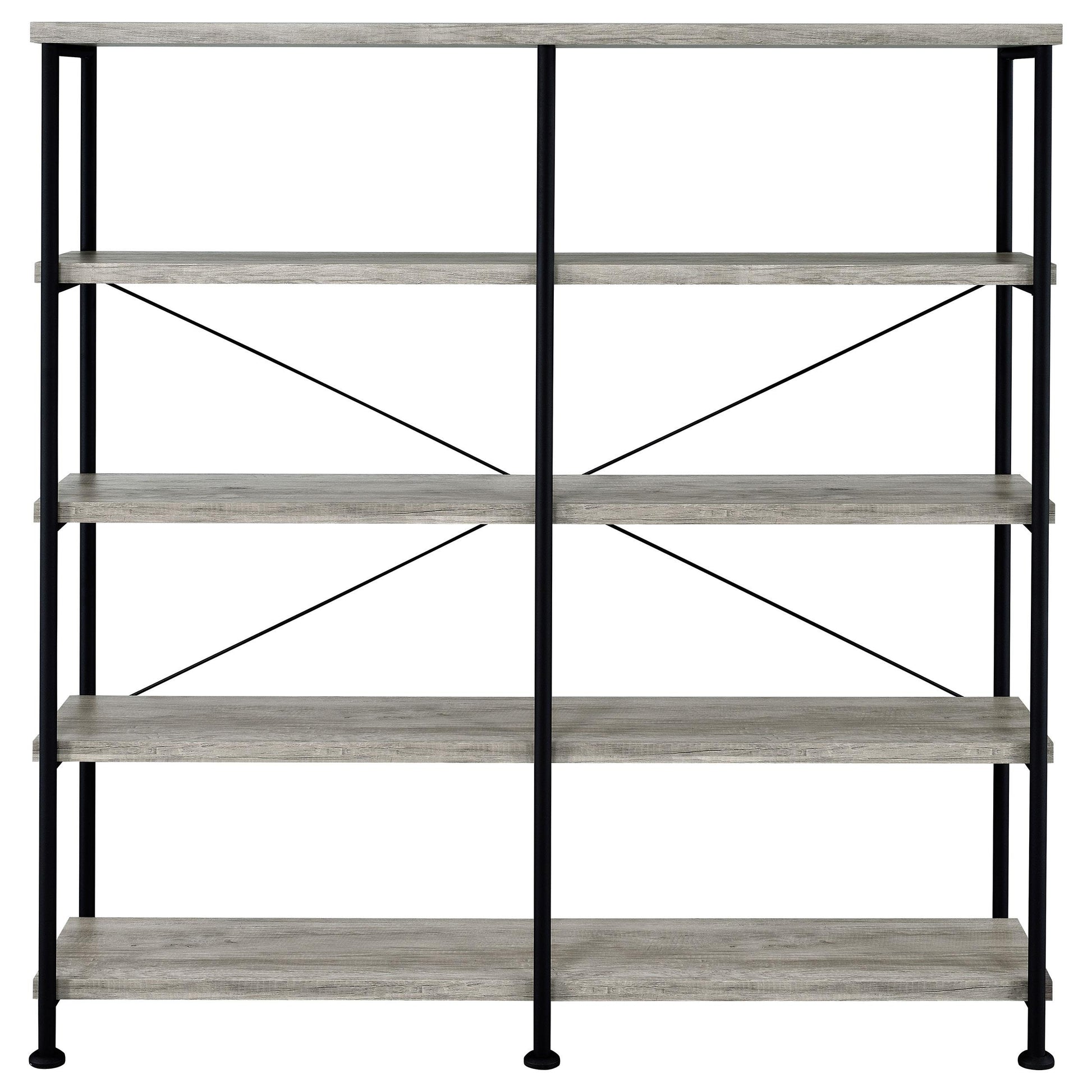  Coaster Furniture Analiese 801544 63-inch 4-shelf Double Bookshelf - Grey Driftwood IMAGE 2