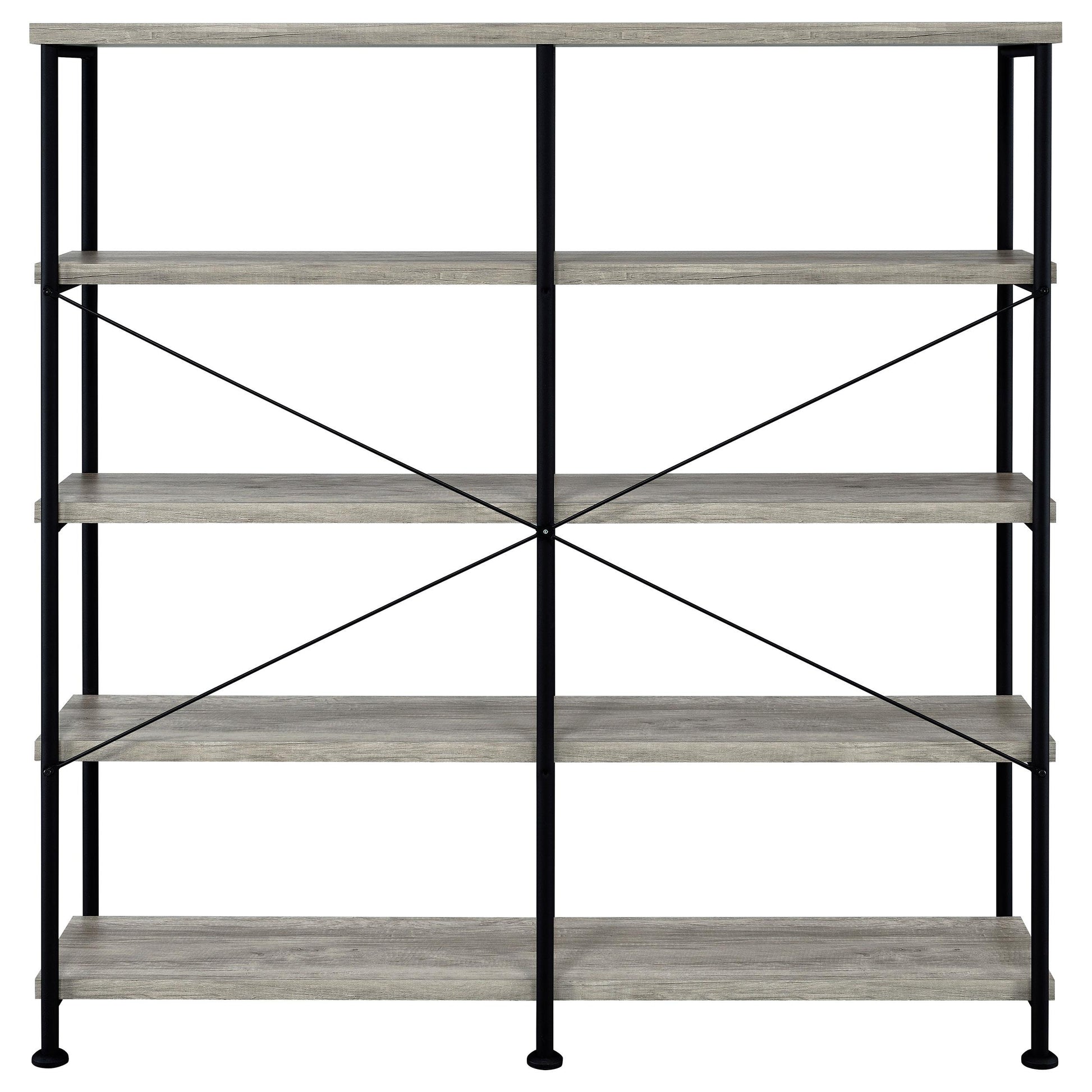  Coaster Furniture Analiese 801544 63-inch 4-shelf Double Bookshelf - Grey Driftwood IMAGE 5