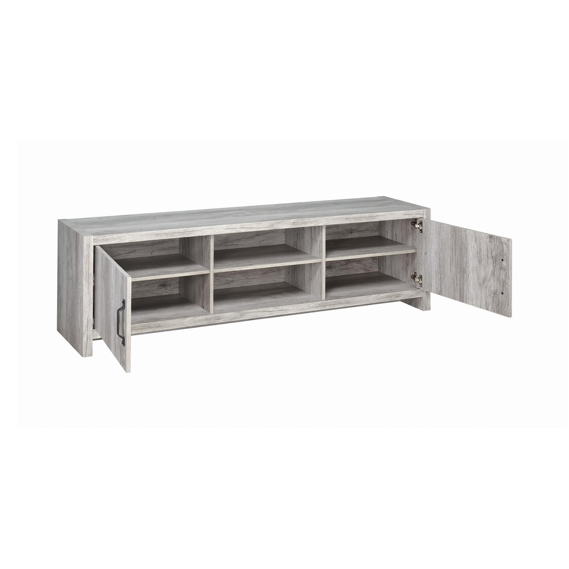  Coaster Furniture Burke 701025 2-door Engineered Wood 71" TV Stand - Grey Driftwood IMAGE 5