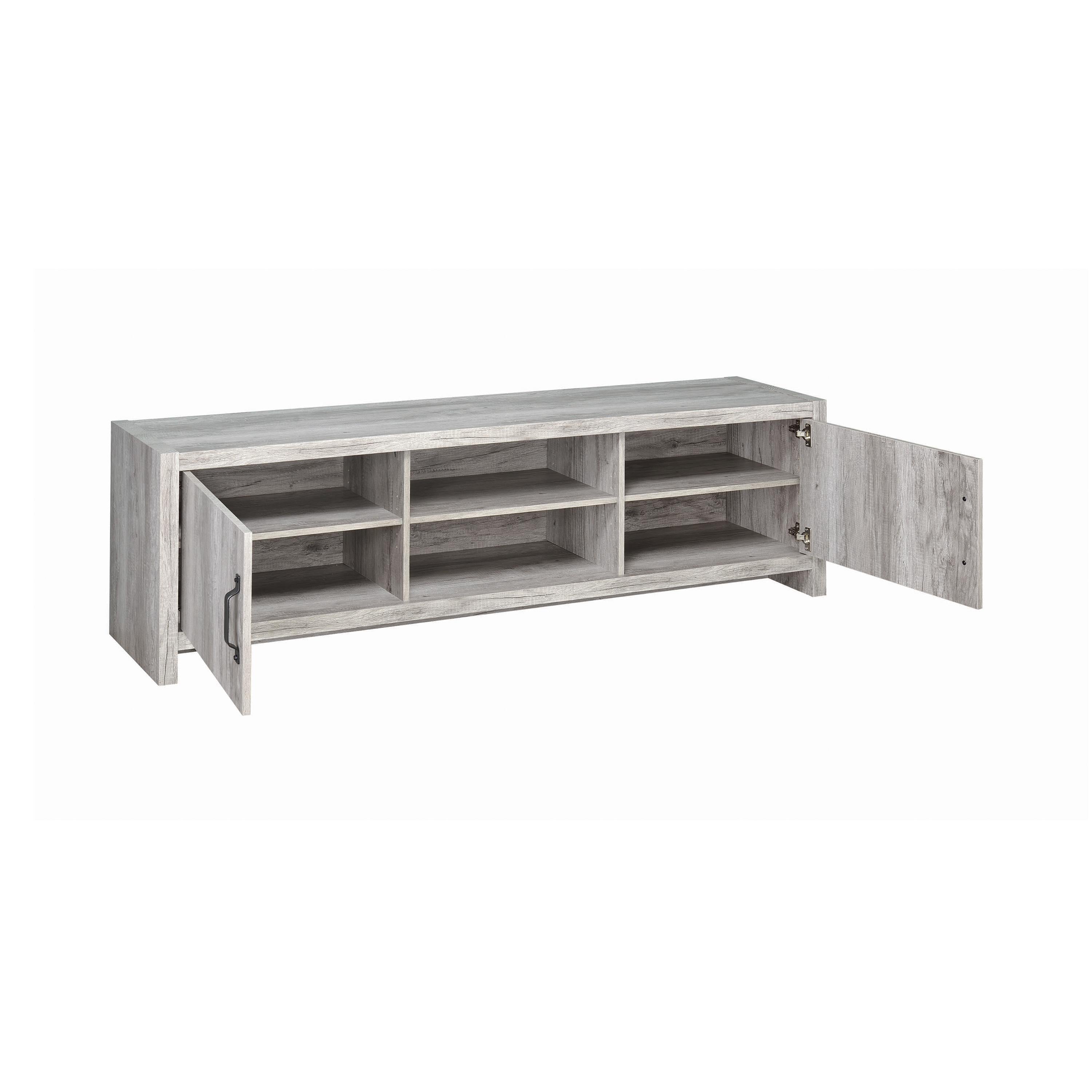  Coaster Furniture Burke 701025 2-door Engineered Wood 71" TV Stand - Grey Driftwood IMAGE 5