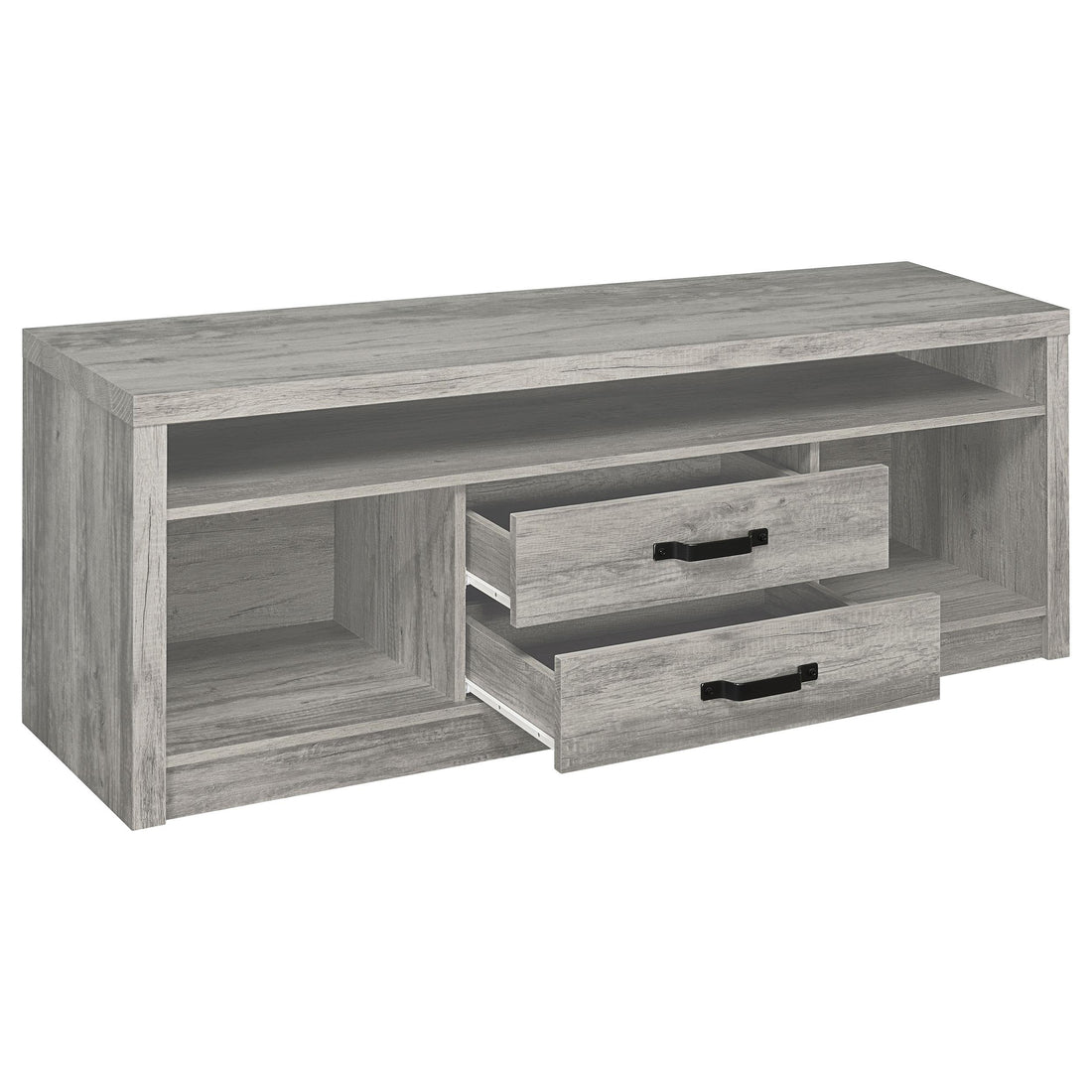  Coaster Furniture Burke 701024 2-Drawer Engineered Wood 59" TV Stand - Grey Driftwood IMAGE 1