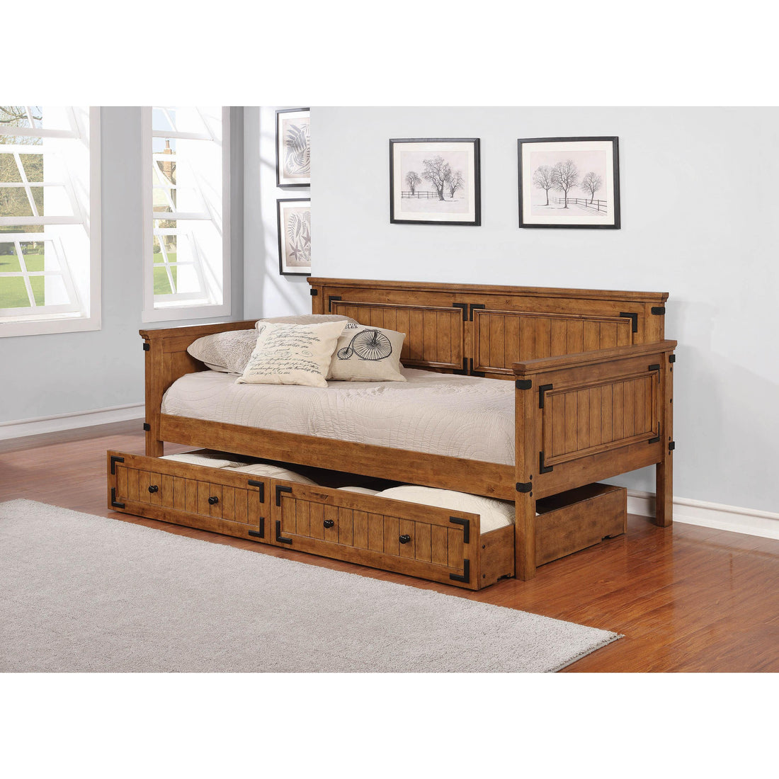  Coaster Furniture Oakdale 300675 Wood Twin Daybed - Rustic Honey IMAGE 1