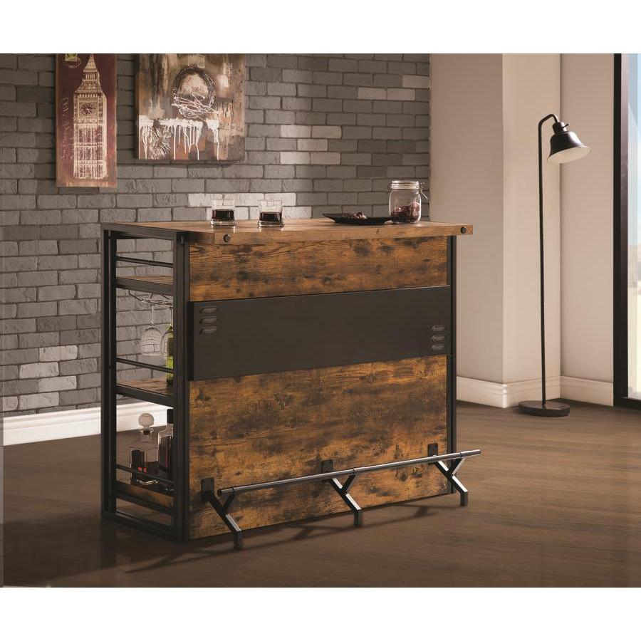  Coaster Furniture Renaldi 130071 3-shelf Home Bar Wine Cabinet - Rustic Nutmeg IMAGE 7