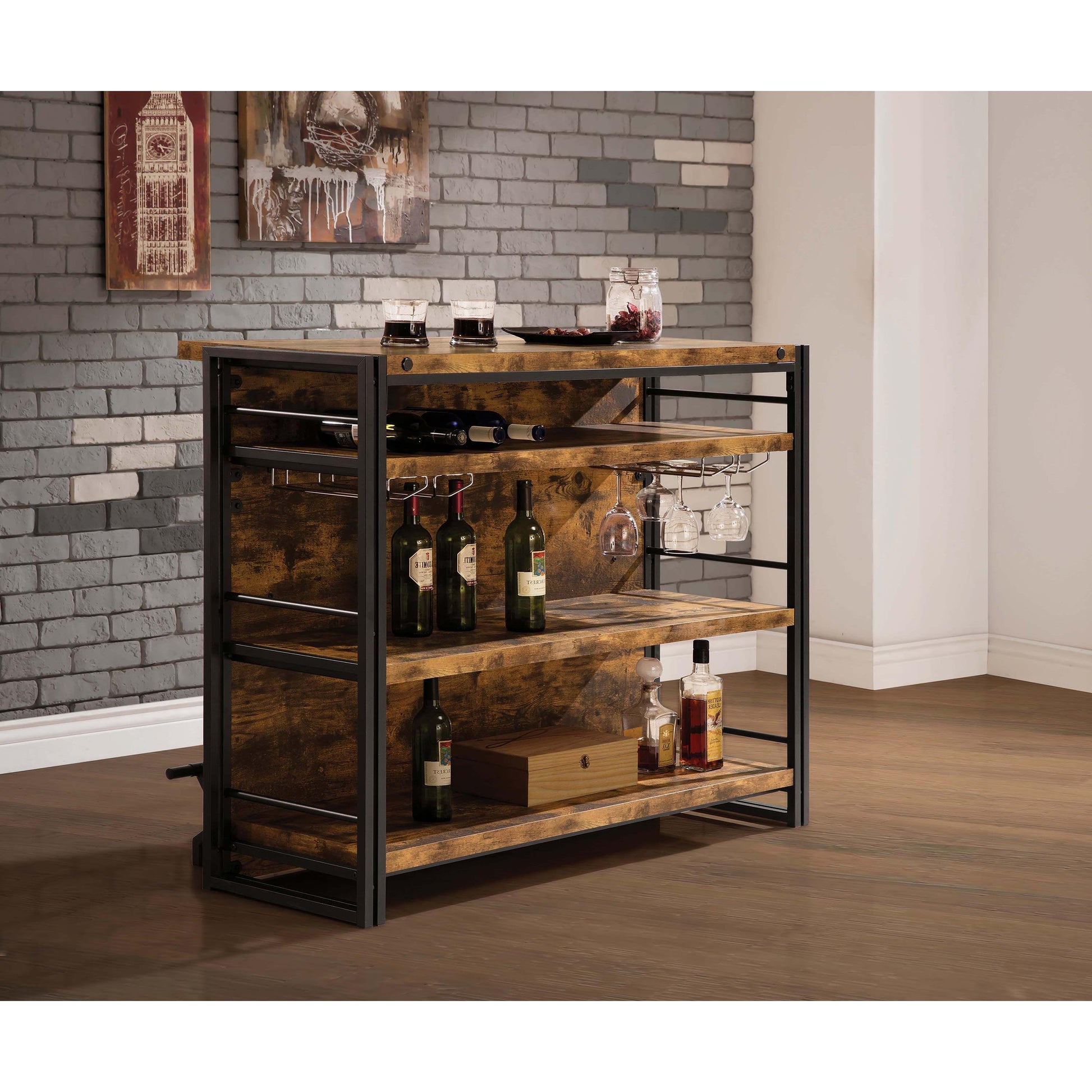  Coaster Furniture Renaldi 130071 3-shelf Home Bar Wine Cabinet - Rustic Nutmeg IMAGE 8