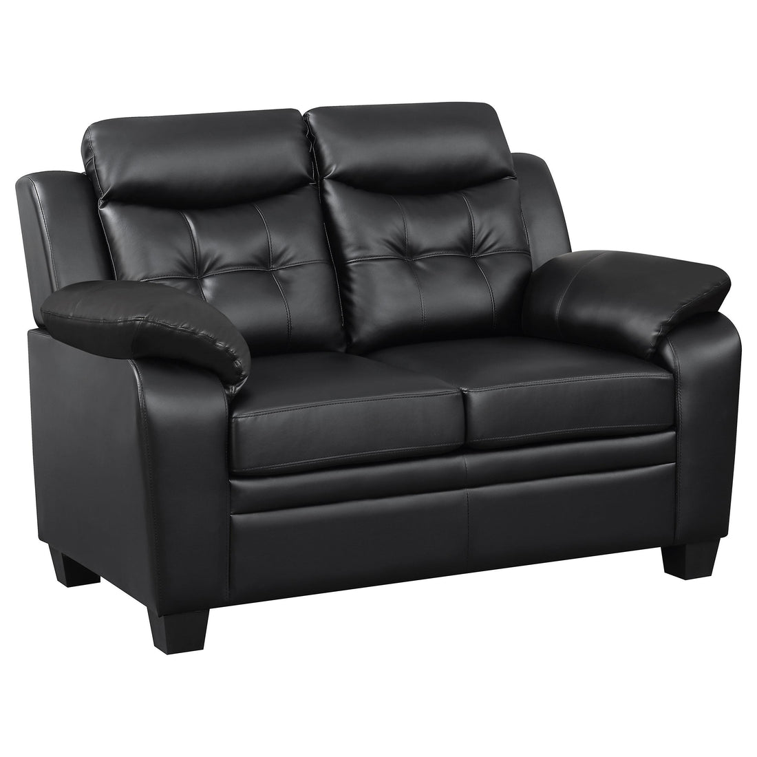  Coaster Furniture Finley 506552 Upholstered Padded Arm Tufted Loveseat - Black IMAGE 1