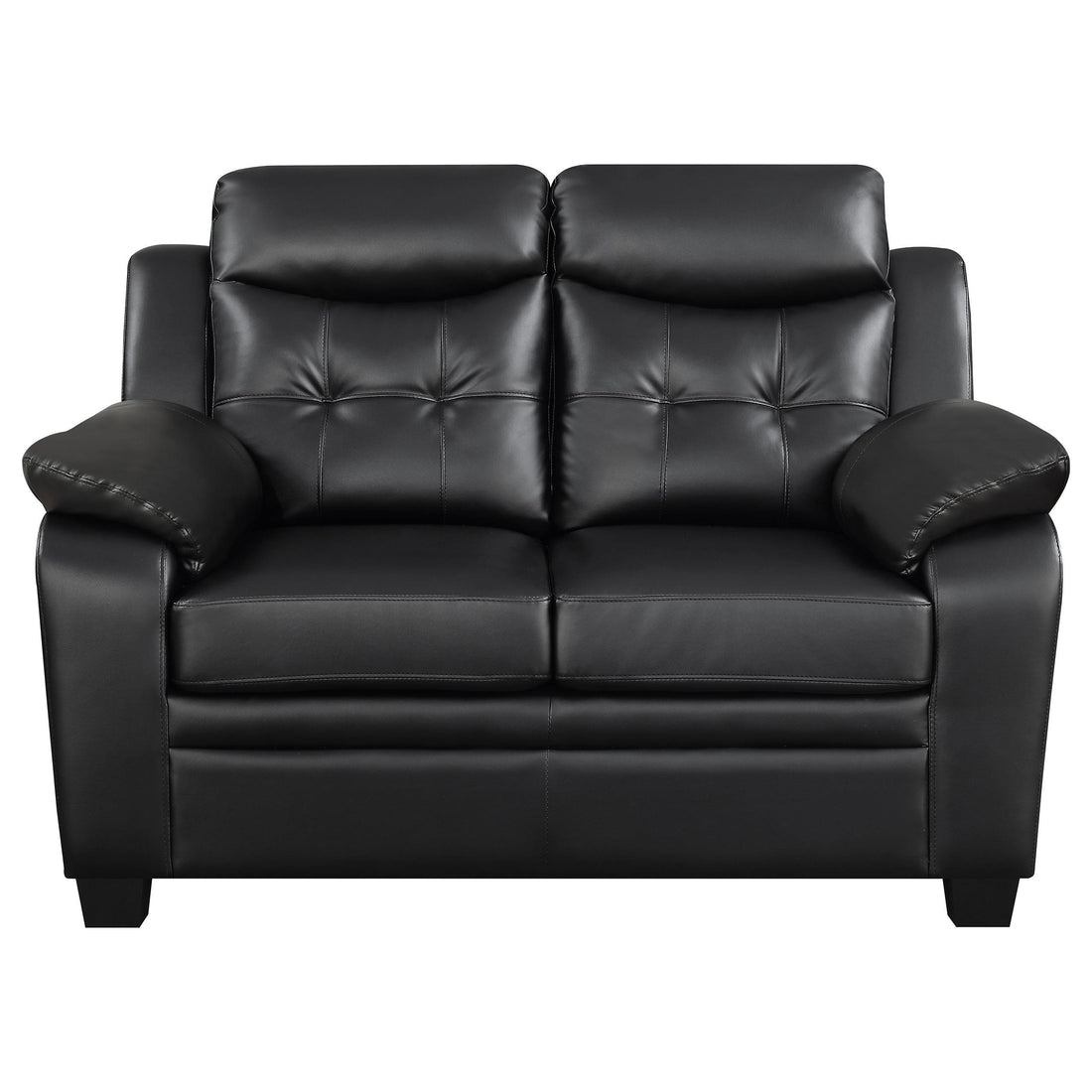  Coaster Furniture Finley 506552 Upholstered Padded Arm Tufted Loveseat - Black IMAGE 1