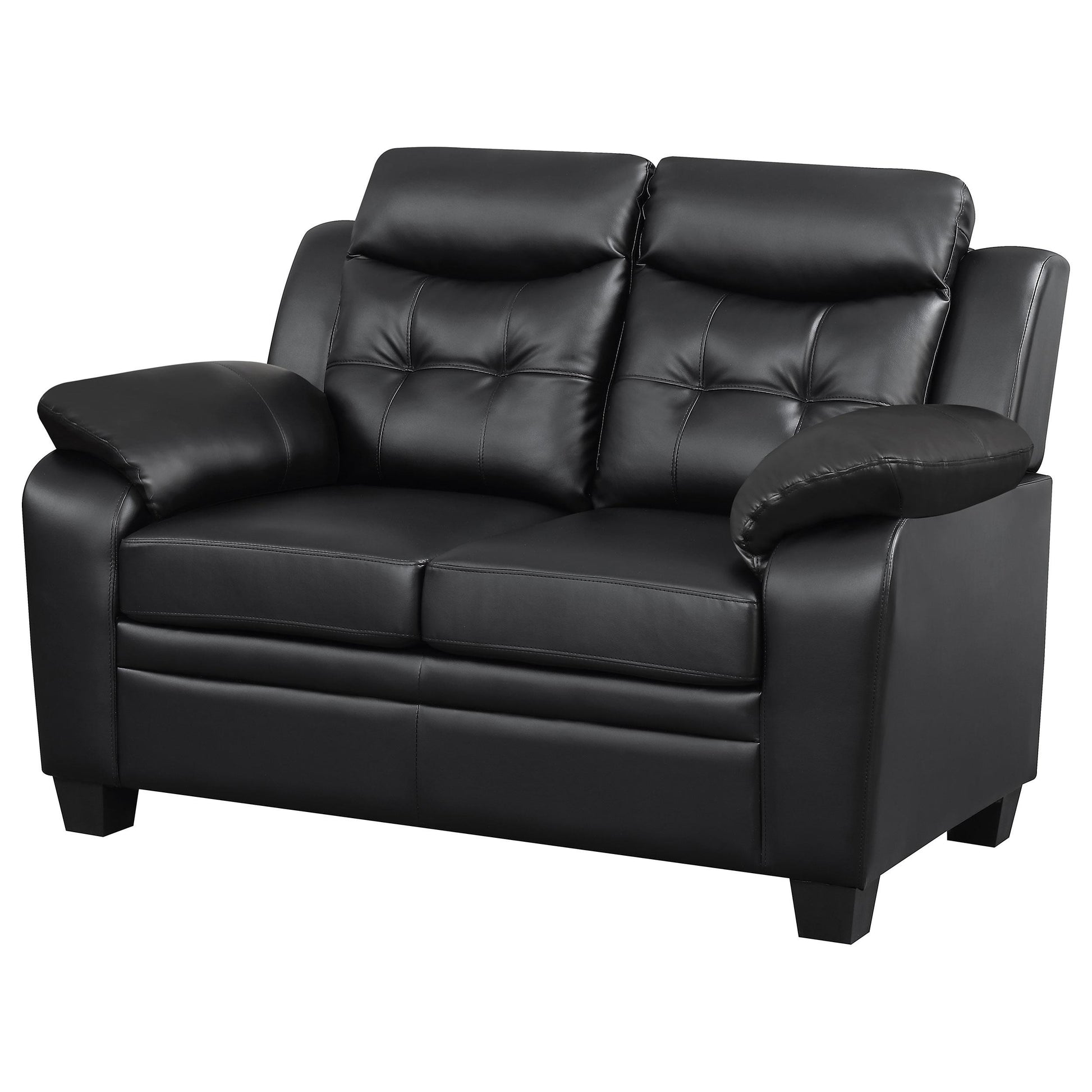  Coaster Furniture Finley 506552 Upholstered Padded Arm Tufted Loveseat - Black IMAGE 3