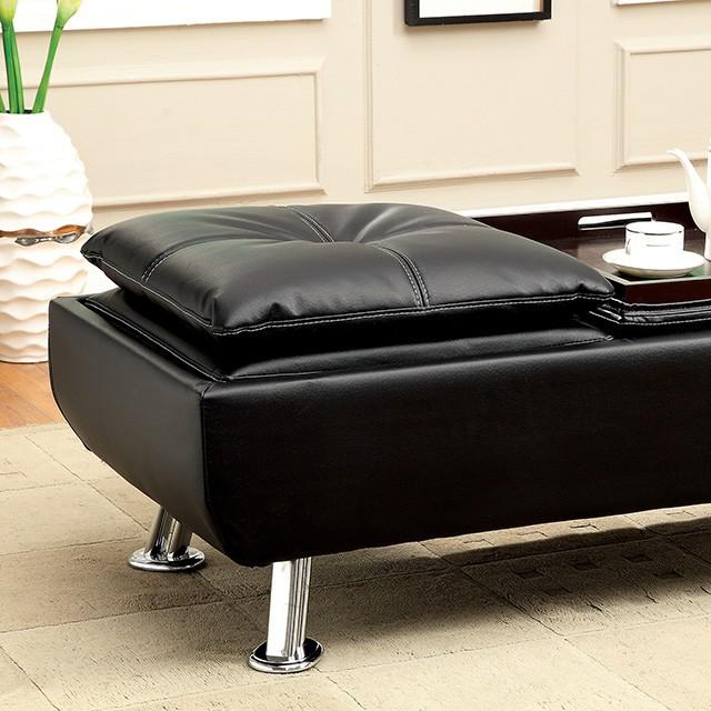  Furniture of America Hauser Leather Ottoman CM2677BK-OT IMAGE 1