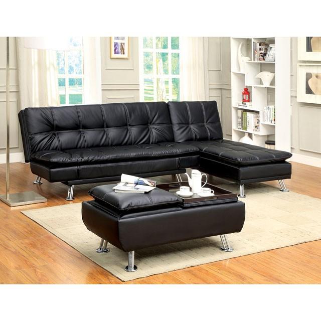  Furniture of America Hauser Leather Ottoman CM2677BK-OT IMAGE 3