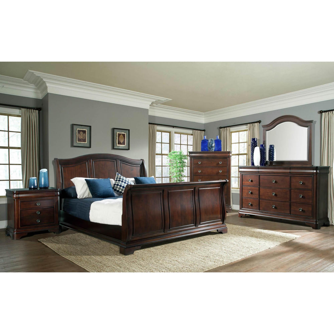  Elements International Cameron 9-Drawer Dresser with Mirror CM750DRMR IMAGE 1