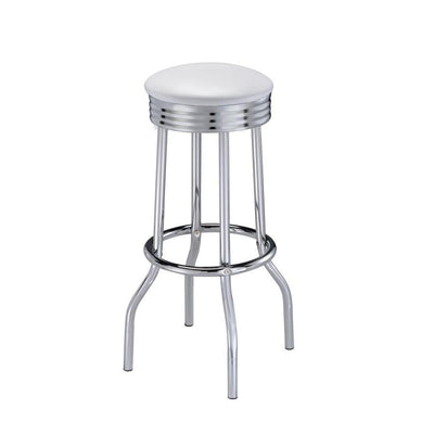  Coaster Furniture Retro 2299W Upholstered Metal Swivel Bar Stool - White (Set of 2) IMAGE 1