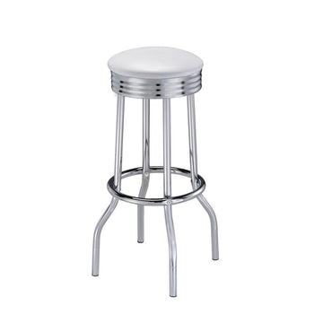  Coaster Furniture Retro 2299W Upholstered Metal Swivel Bar Stool - White (Set of 2) IMAGE 1