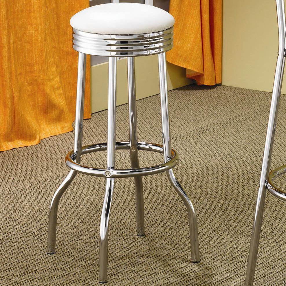  Coaster Furniture Retro 2299W Upholstered Metal Swivel Bar Stool - White (Set of 2) IMAGE 1