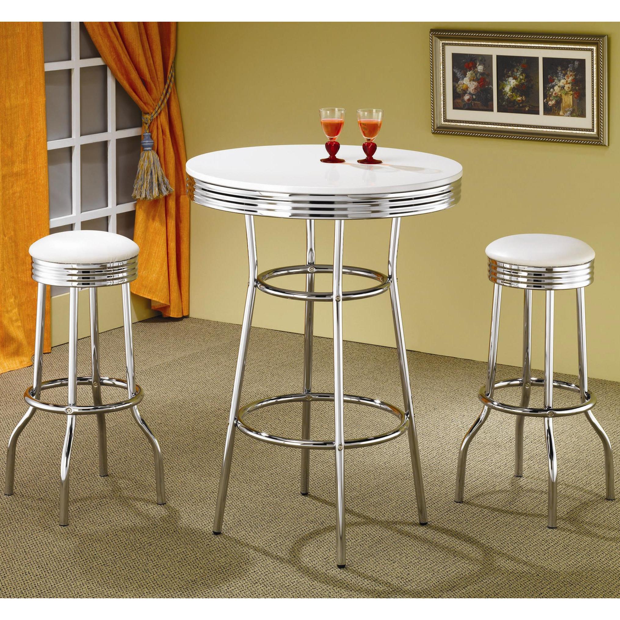  Coaster Furniture Retro 2299W Upholstered Metal Swivel Bar Stool - White (Set of 2) IMAGE 3