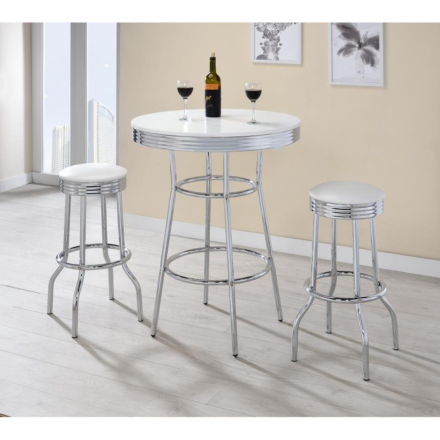  Coaster Furniture Retro 2299W Upholstered Metal Swivel Bar Stool - White (Set of 2) IMAGE 4