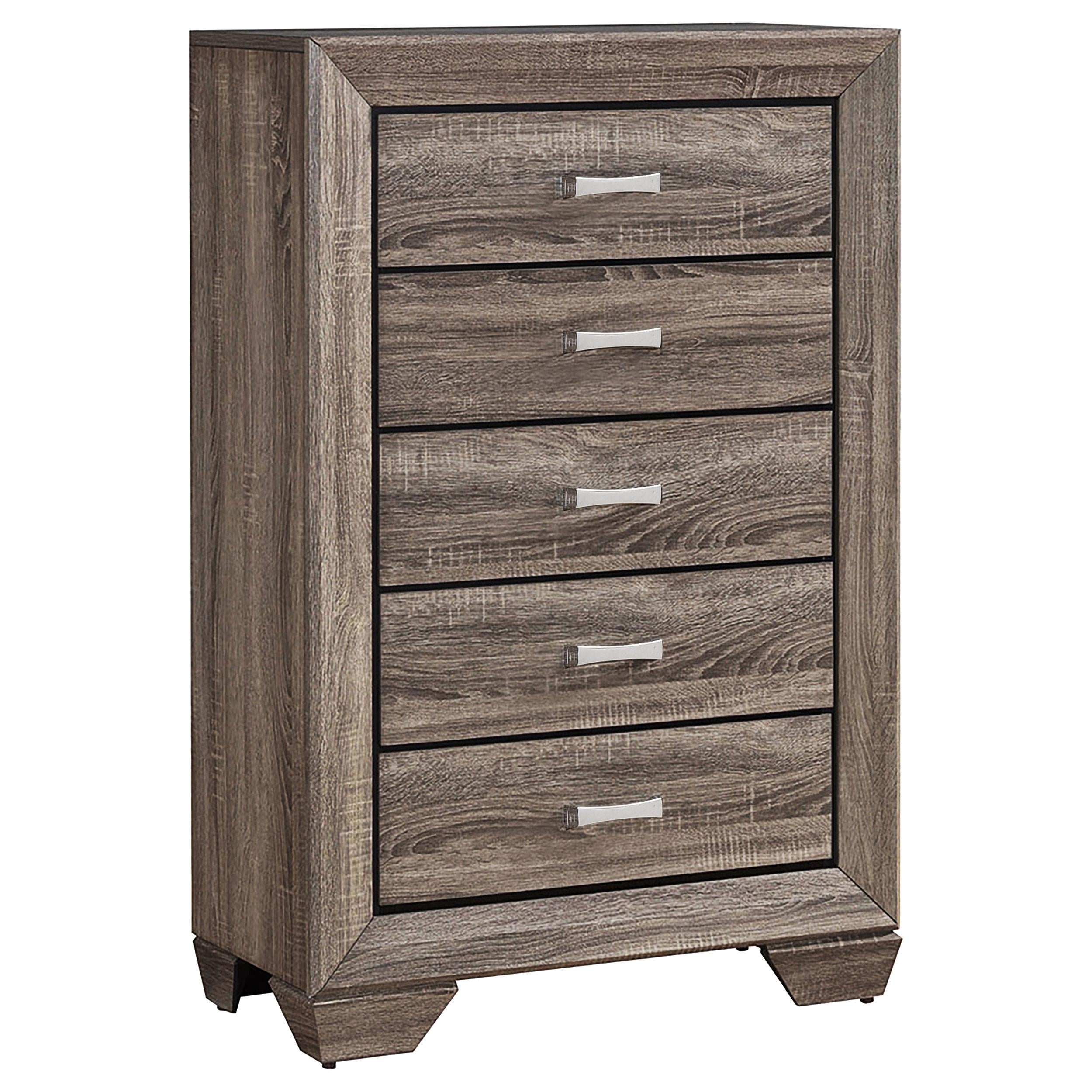  Coaster Furniture Kauffman 204195 5-Drawer Bedroom Chest - Washed Taupe IMAGE 1