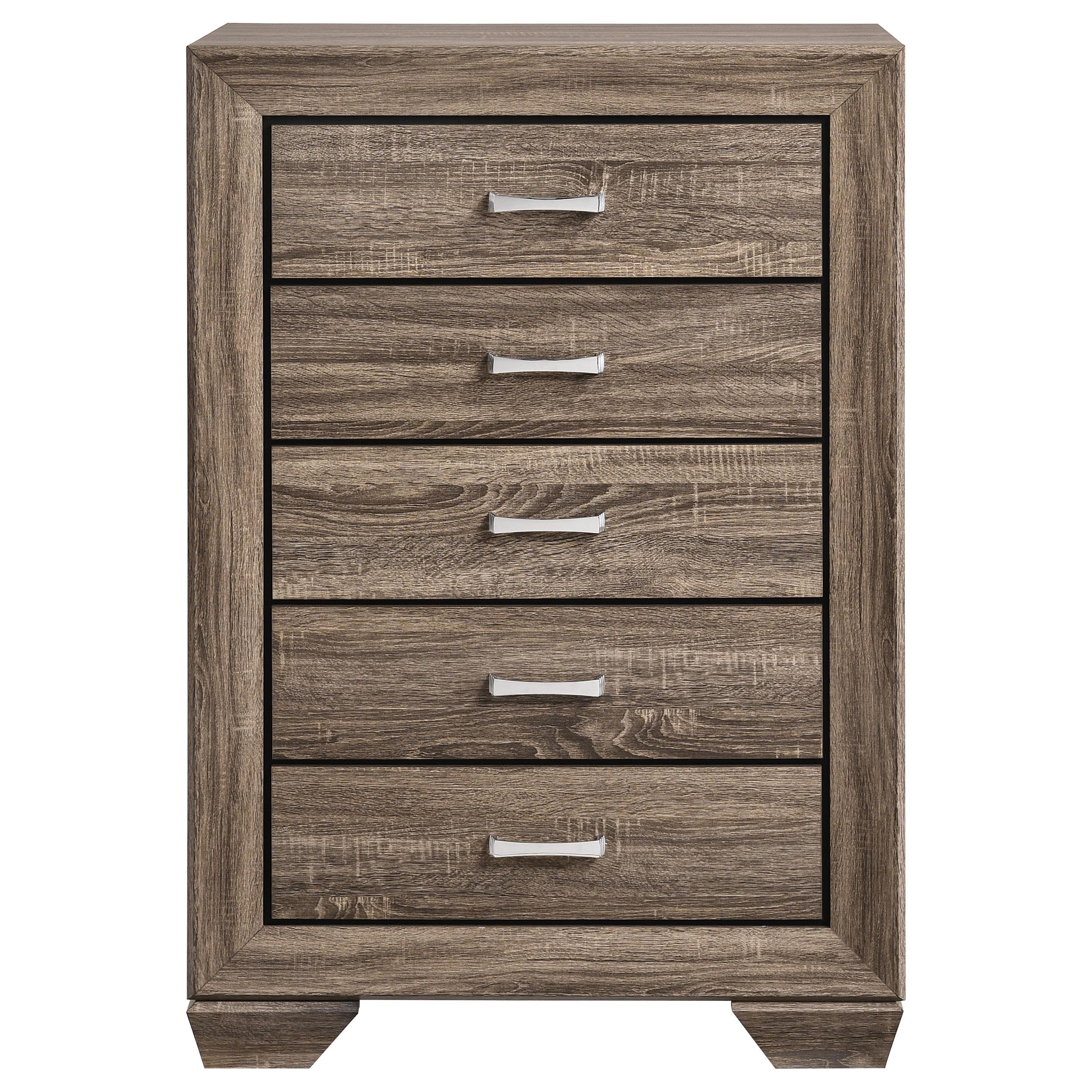  Coaster Furniture Kauffman 204195 5-Drawer Bedroom Chest - Washed Taupe IMAGE 2