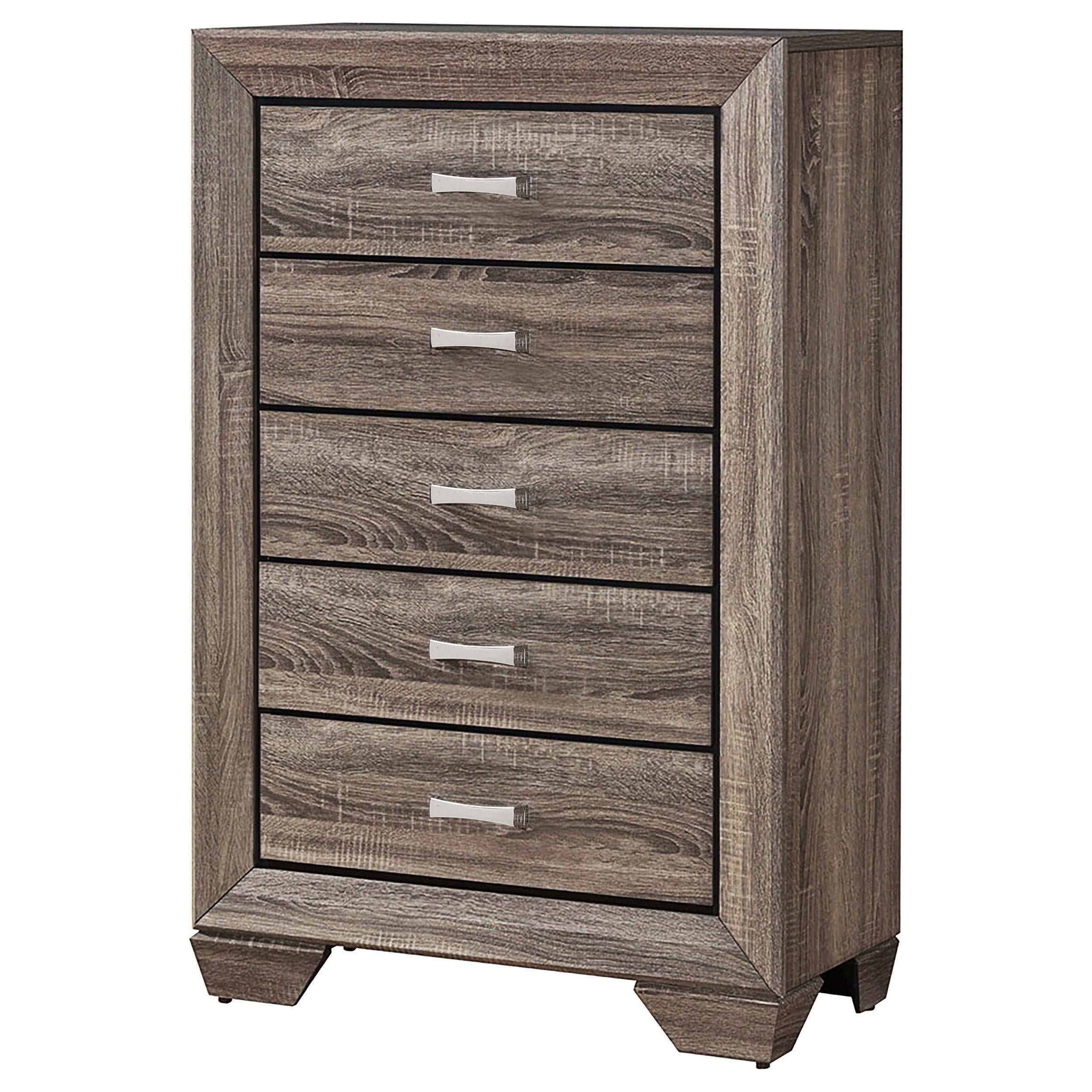  Coaster Furniture Kauffman 204195 5-Drawer Bedroom Chest - Washed Taupe IMAGE 3
