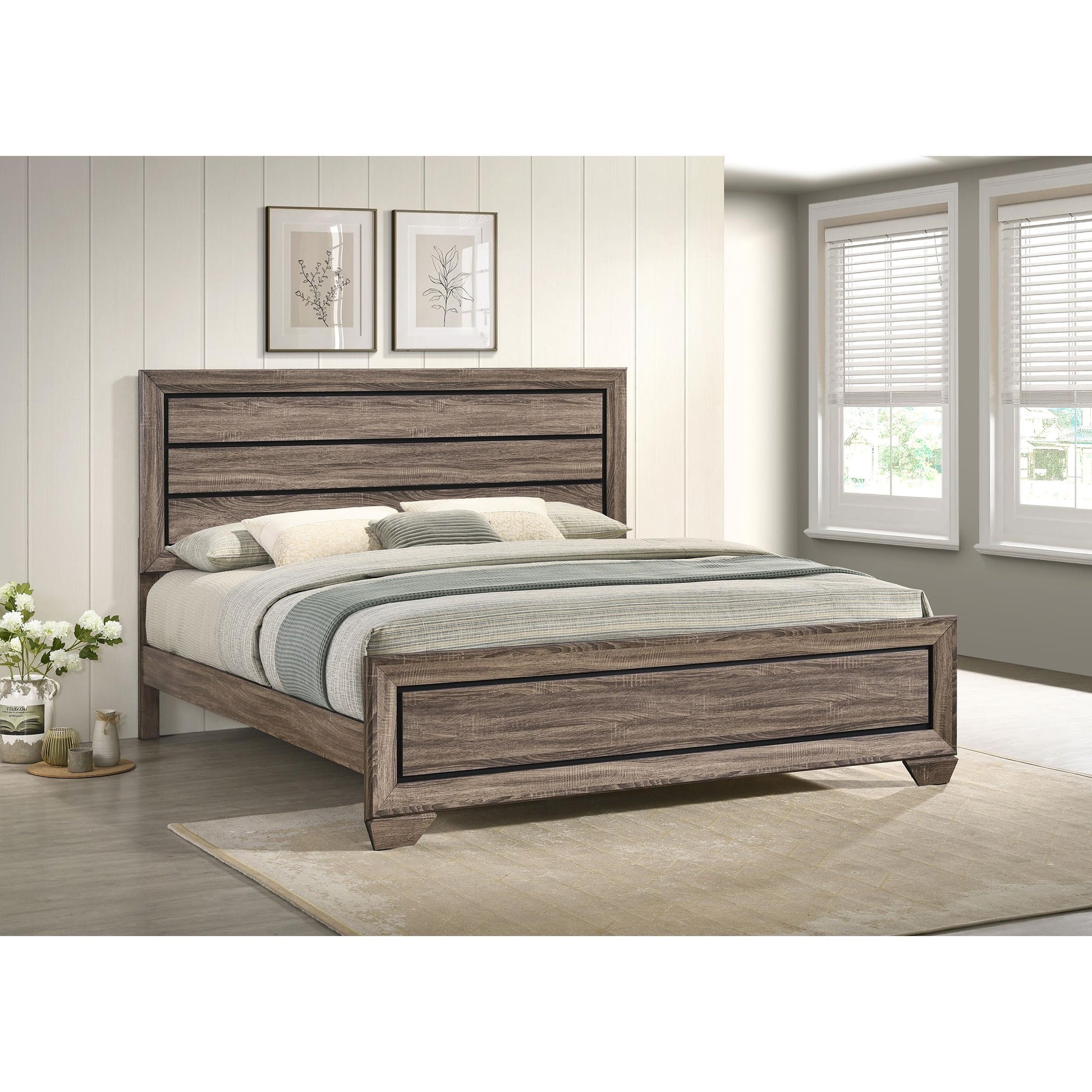  Size_King  -- Kauffman 204191KE Wood Eastern King Panel Bed - Washed Taupe IMAGE 6