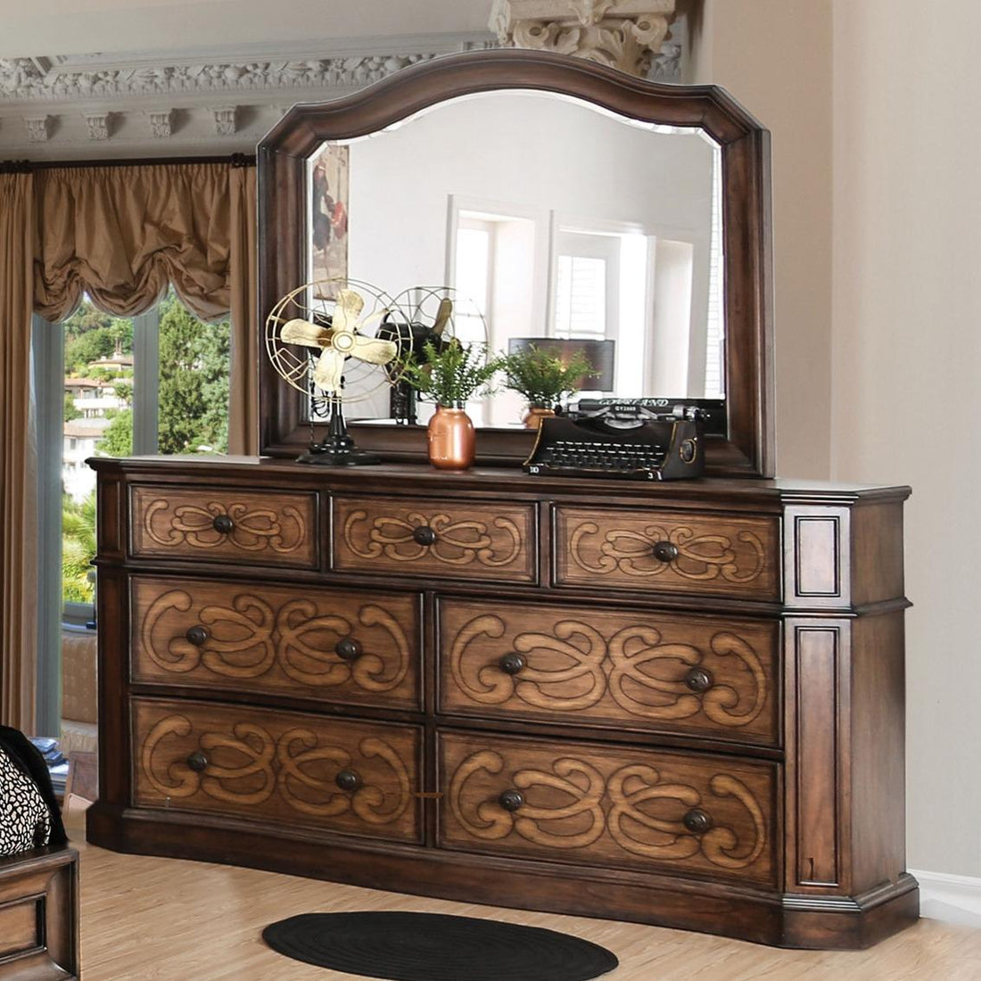  Furniture of America Emmaline Dresser Mirror CM7831M IMAGE 1