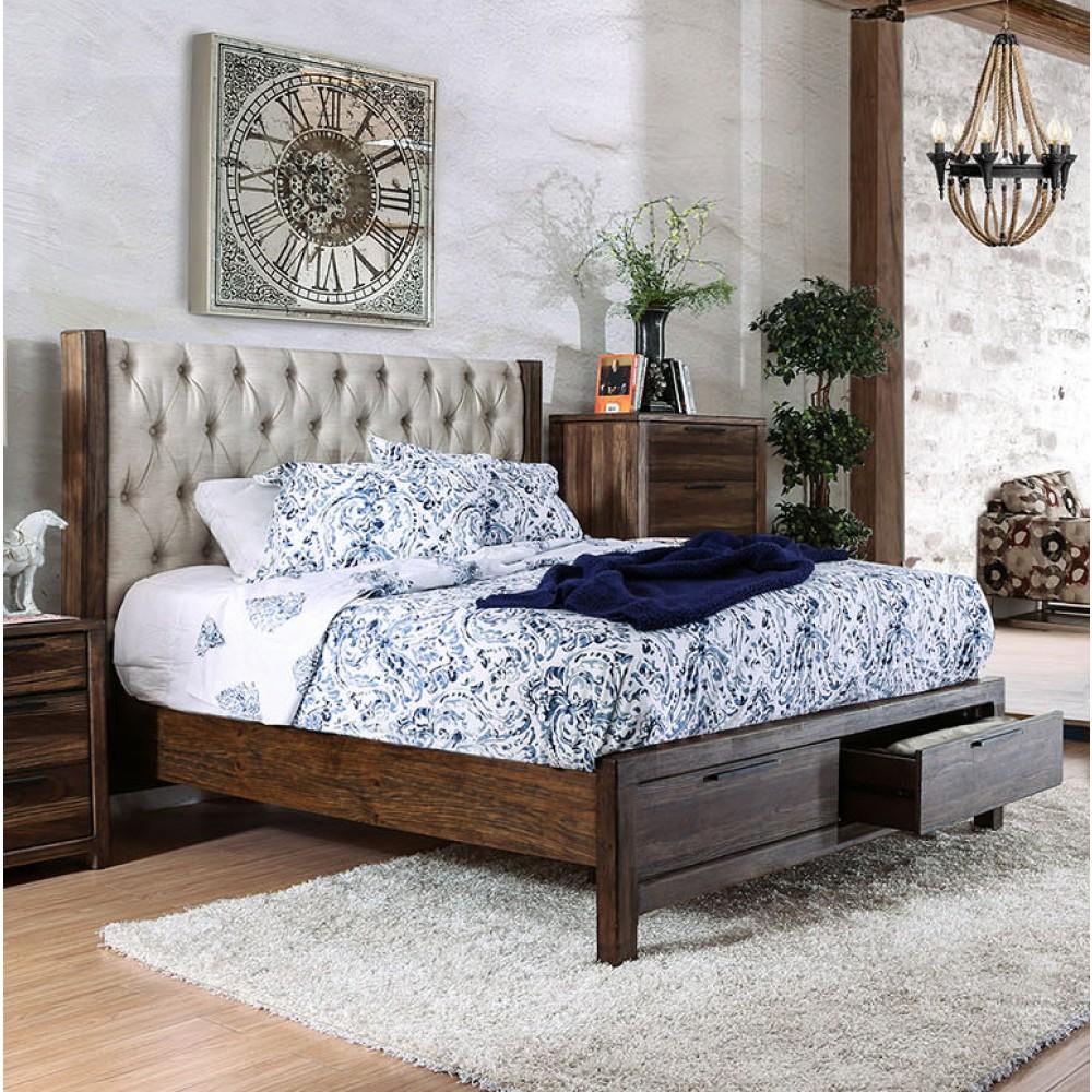  Color_Rustic Natural Tone/beige  Size_Queen  -- Hutchinson CM7577DR-Q Queen Storage Bed IMAGE 1
