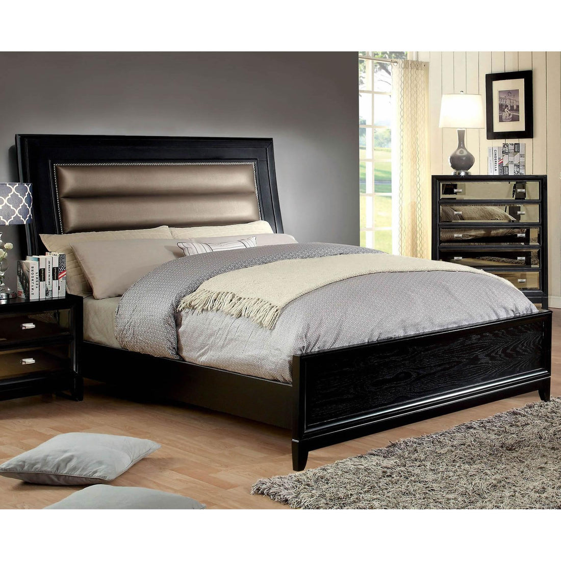  Color_Taupe  Size_King  -- Golva Upholstered Panel Bed IMAGE 1