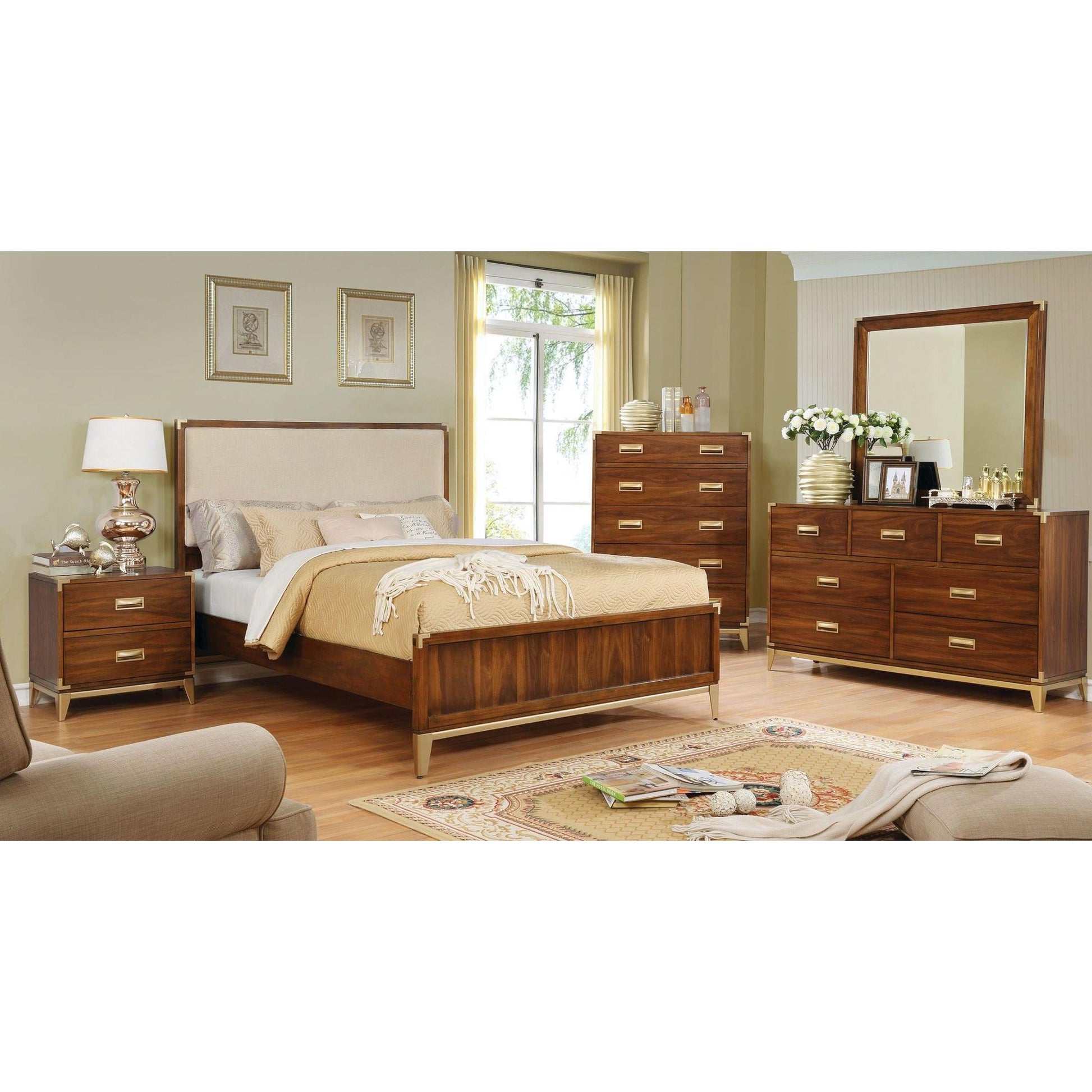  Furniture of America Tychus California King Upholstered Poster Bed CM7559F-CK-BED IMAGE 4